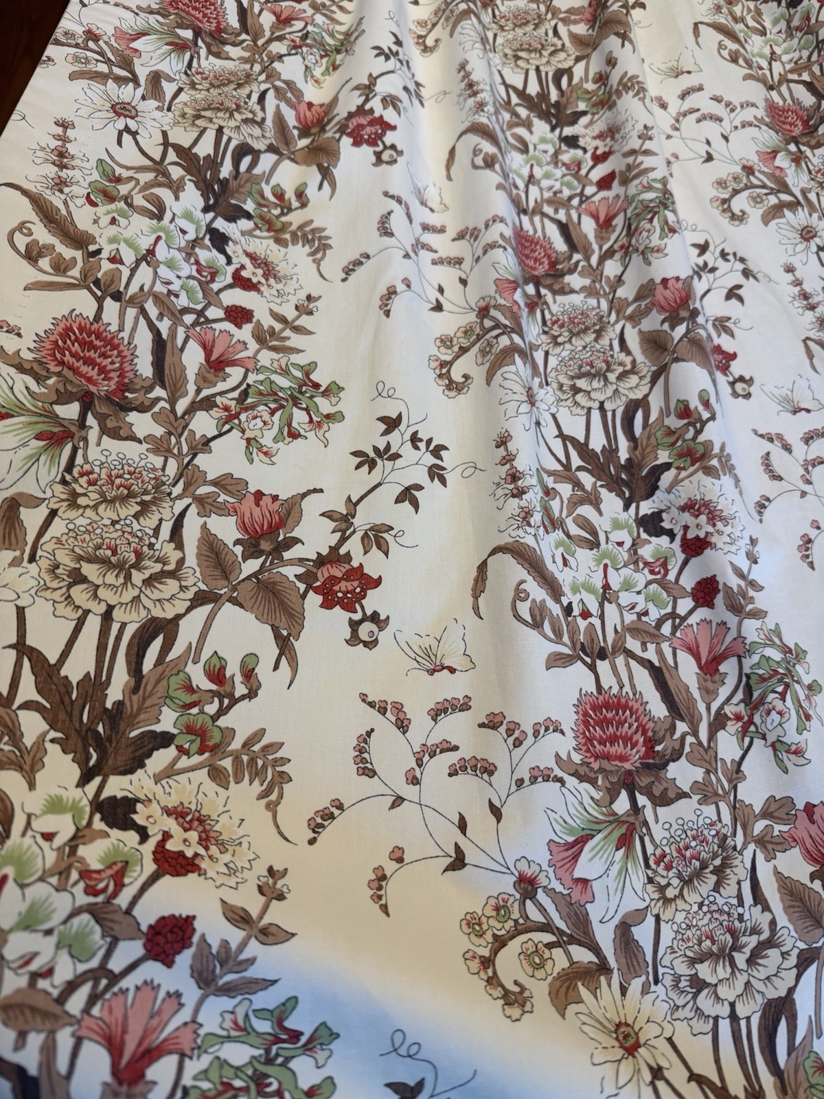 Pair of 2 Botanical Cottage Floral Pinch Pleat Curtain Panels-84”-Handmade