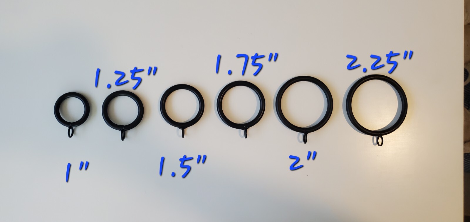 50 Pieces Pack 1-1/4″ BLACK IRON drapery curtain drape ring with eyelet – 1.25″
