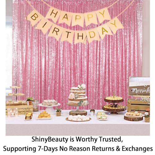 Pink Gold Sequin Curtains Sequin Backdrop 4×8 Feet Sheer Curtains Panels Wedd…