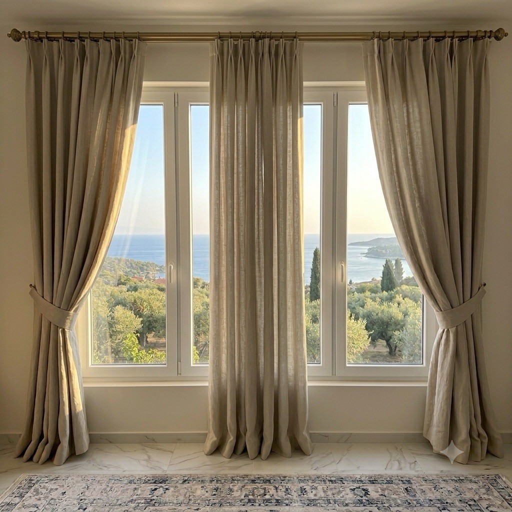 Restoration Hardware Linen Curtains Mist Belgian Heavyweight Textured 50×120 x3