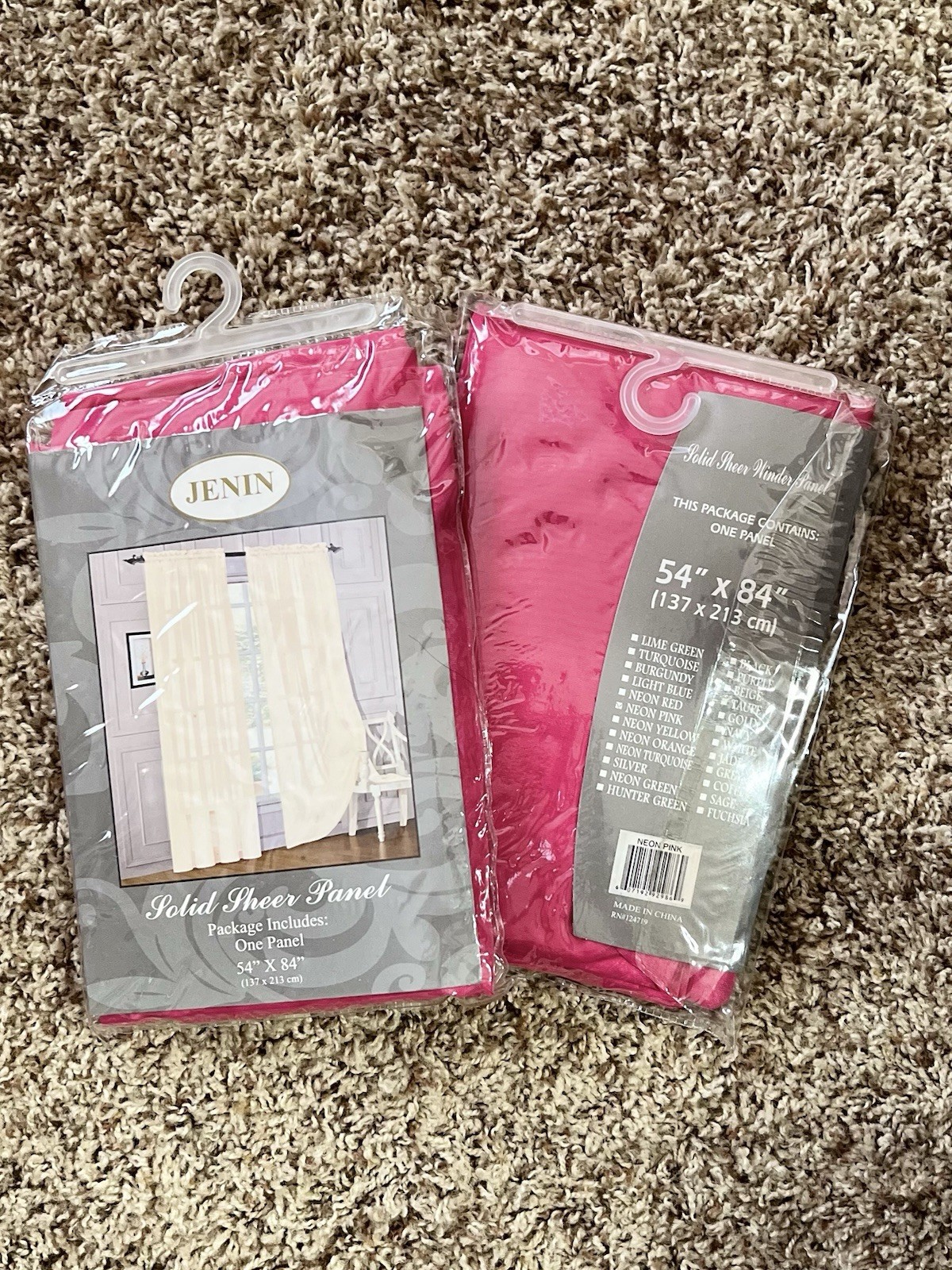 Jenin Solid Sheer Window Panel Neon Pink 54 x 84 in Solid Plain Curtain