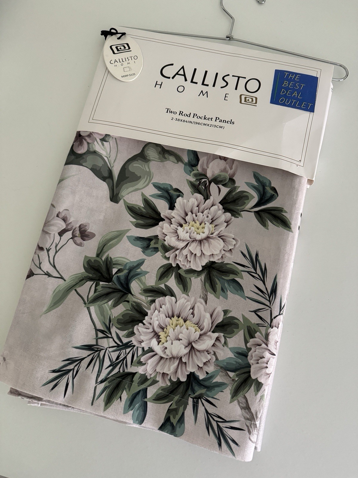 CALLISTO Window Curtains 2 Panels 38 X 84″ Heron Birds Drapers Back Tab Grey