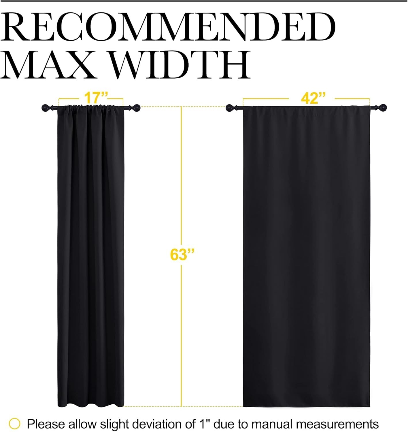 Black Blackout Window Curtains Thermal Insulated Sun Blocking Rod Pocket Panels