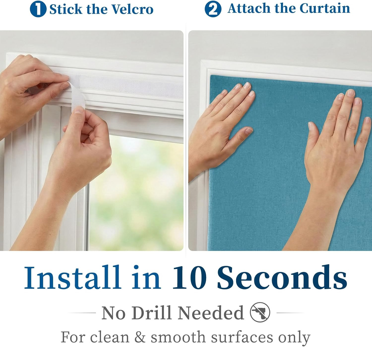 100% Blackout Magic Tape Stick on Curtains Window Shades Pull down Blackout Wind