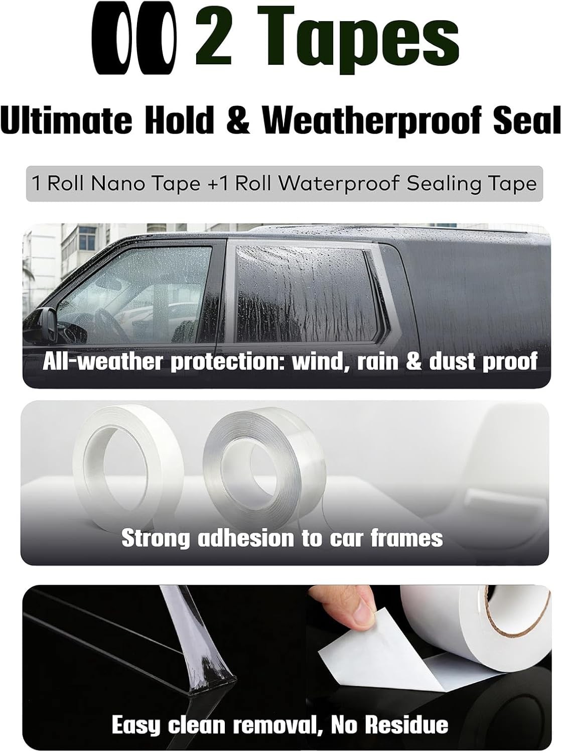 Temporary Car Window Cover for Broken Glass, 78.7×39.4 in Waterproof Plastic