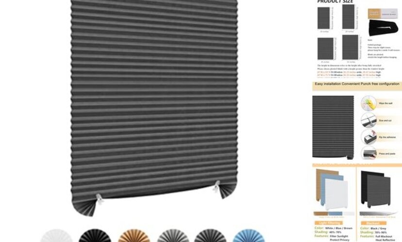 Window Blinds Cordless Blackout No Drill Cut to Size 24″W x 59″H Grey – 1 Pack