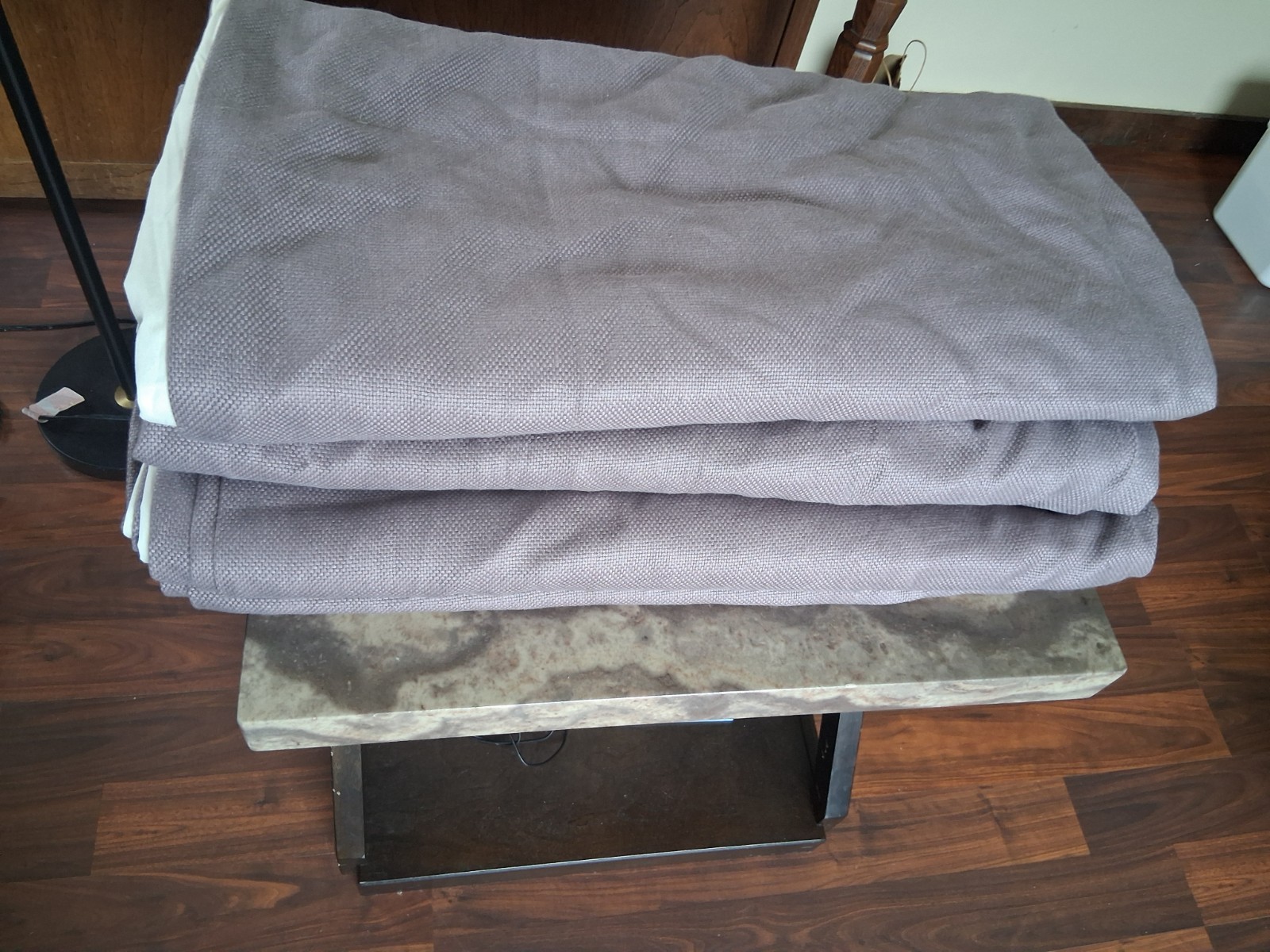 Restoration Hardware 50W X 96L MAUVE Linen Heavy Basket Weave Drapes. Set of 2