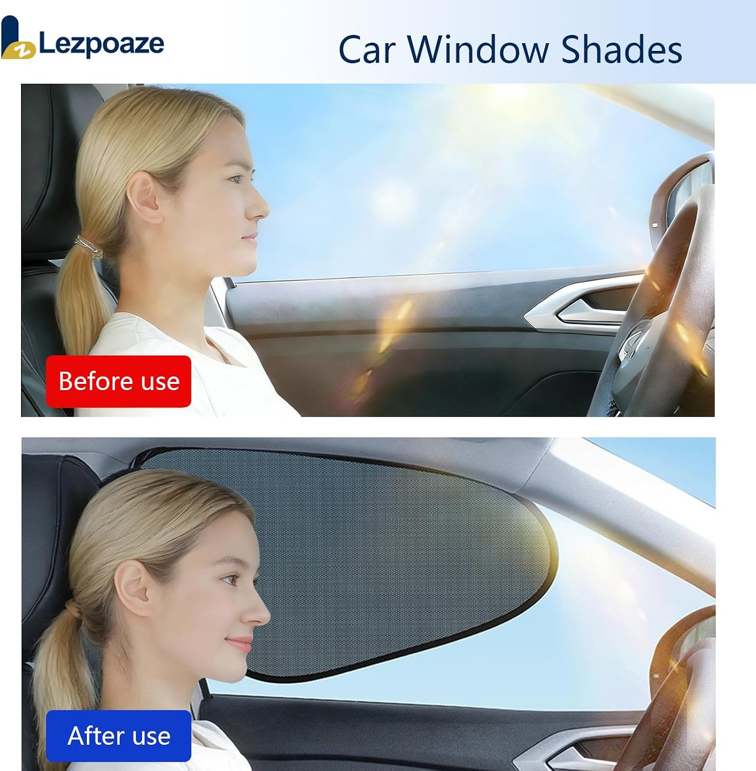 2-Pack Car Window Shades | Mesh Static adsorption Side Window Anti-UV Sunshade C