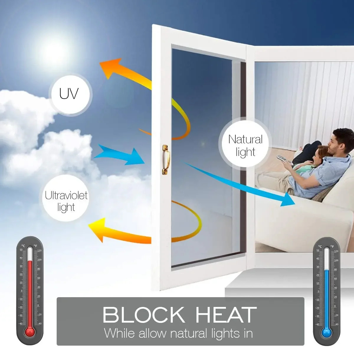 One Way Mirror Window Film Privacy Reflective Heat Control Sun Blocking Tint