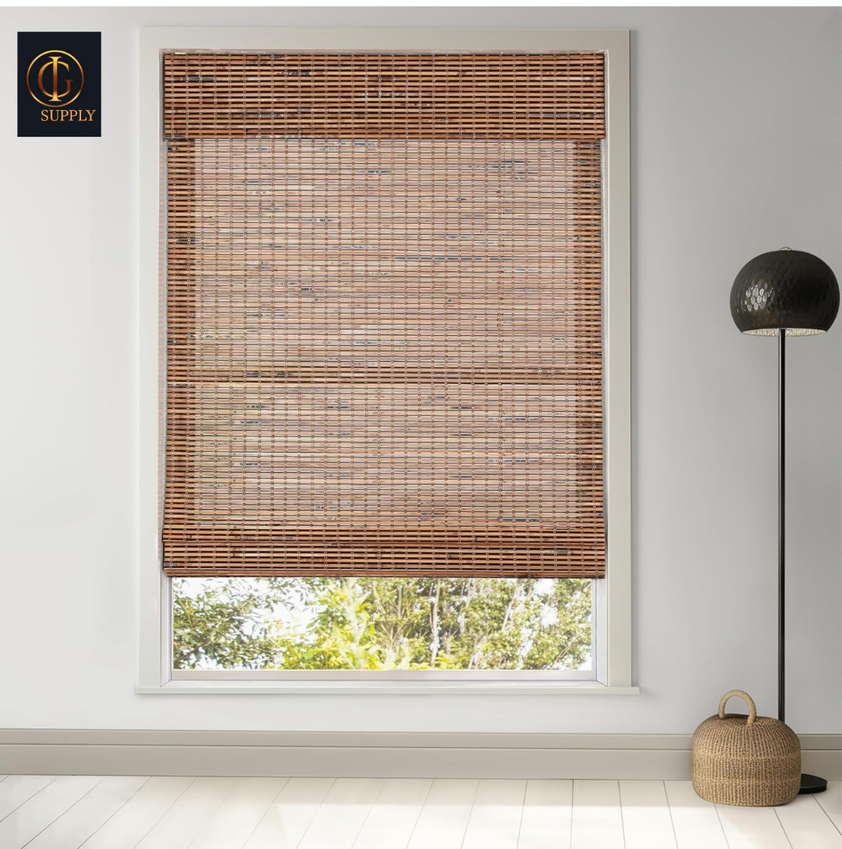 LazBlinds Cordless Bamboo Roman Shades for Windows, Light Filterin 21.5 W x 64 H