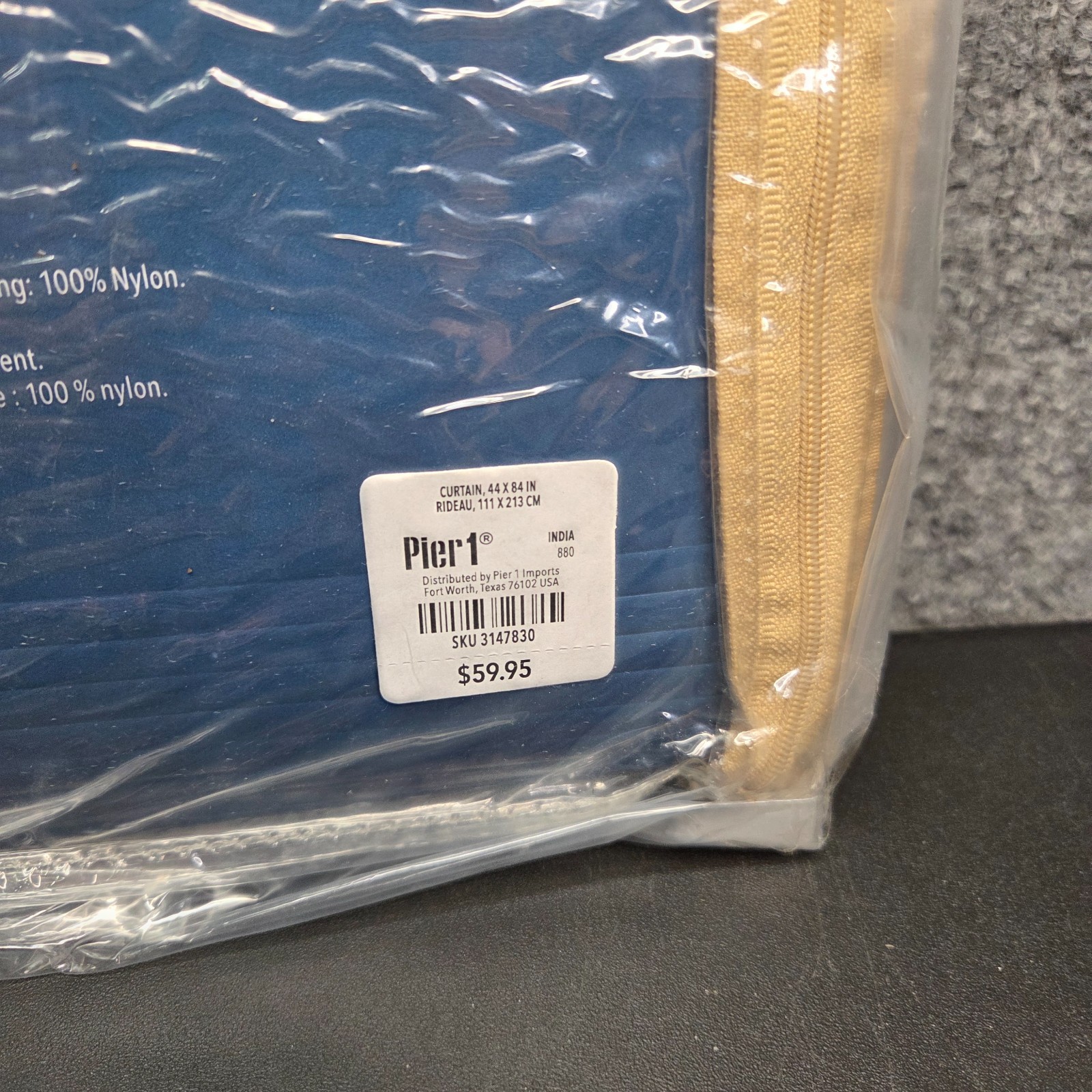 Pier 1 Imports Curtains Flocked Butterfly 84″ 44 X B84 in Lined Rod Pocket Blue