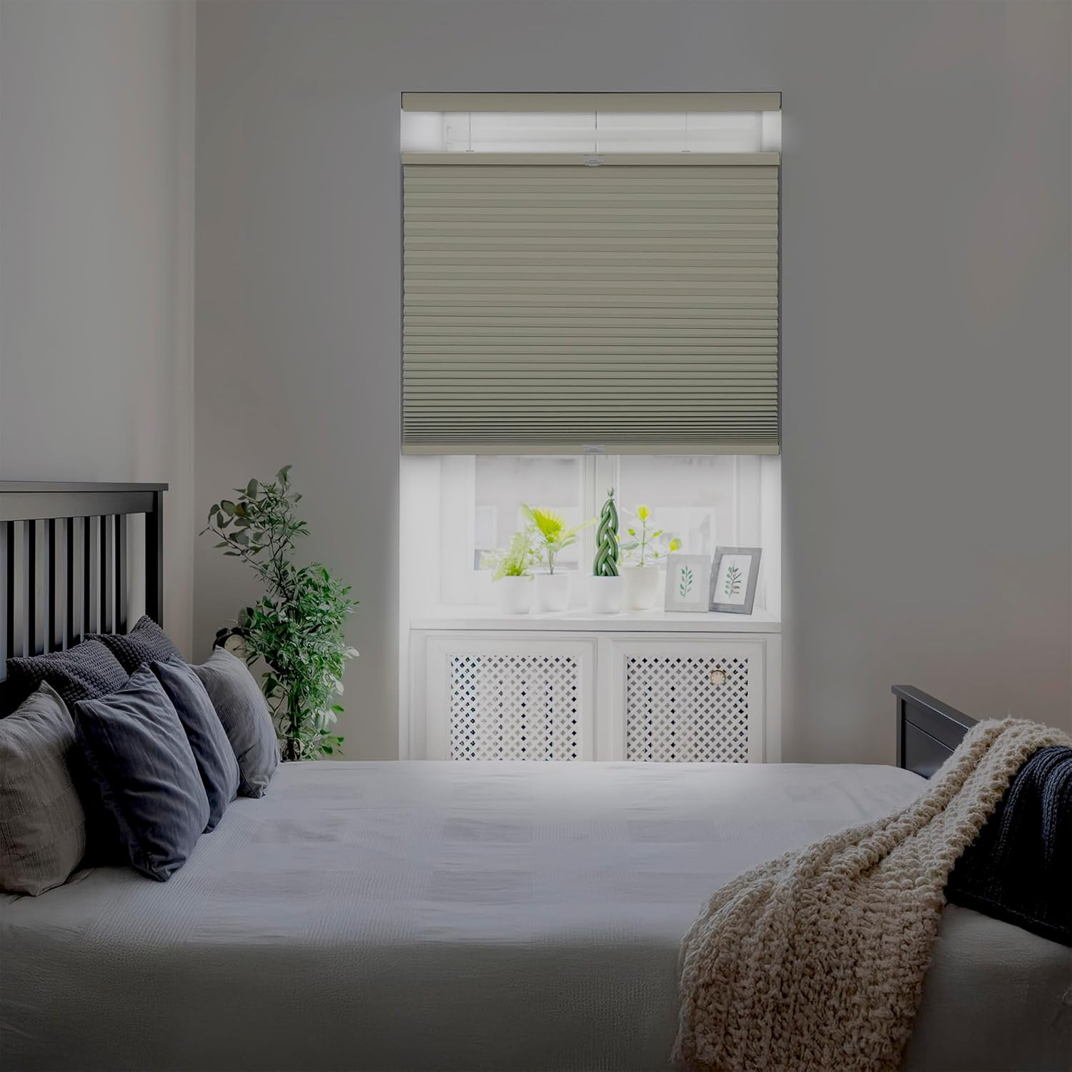 Cordless 1.5″ Blackout Cellular Shade, Top Down Bottom Up, Ivory, 34″x48