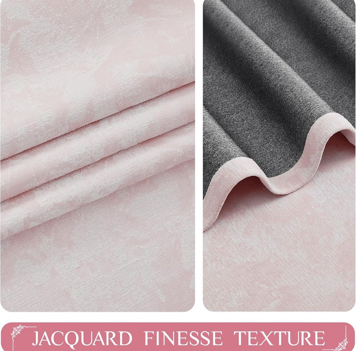 ONE PANEL ONLY 100×84 Pink Jacquard Blackout Curtain Panel