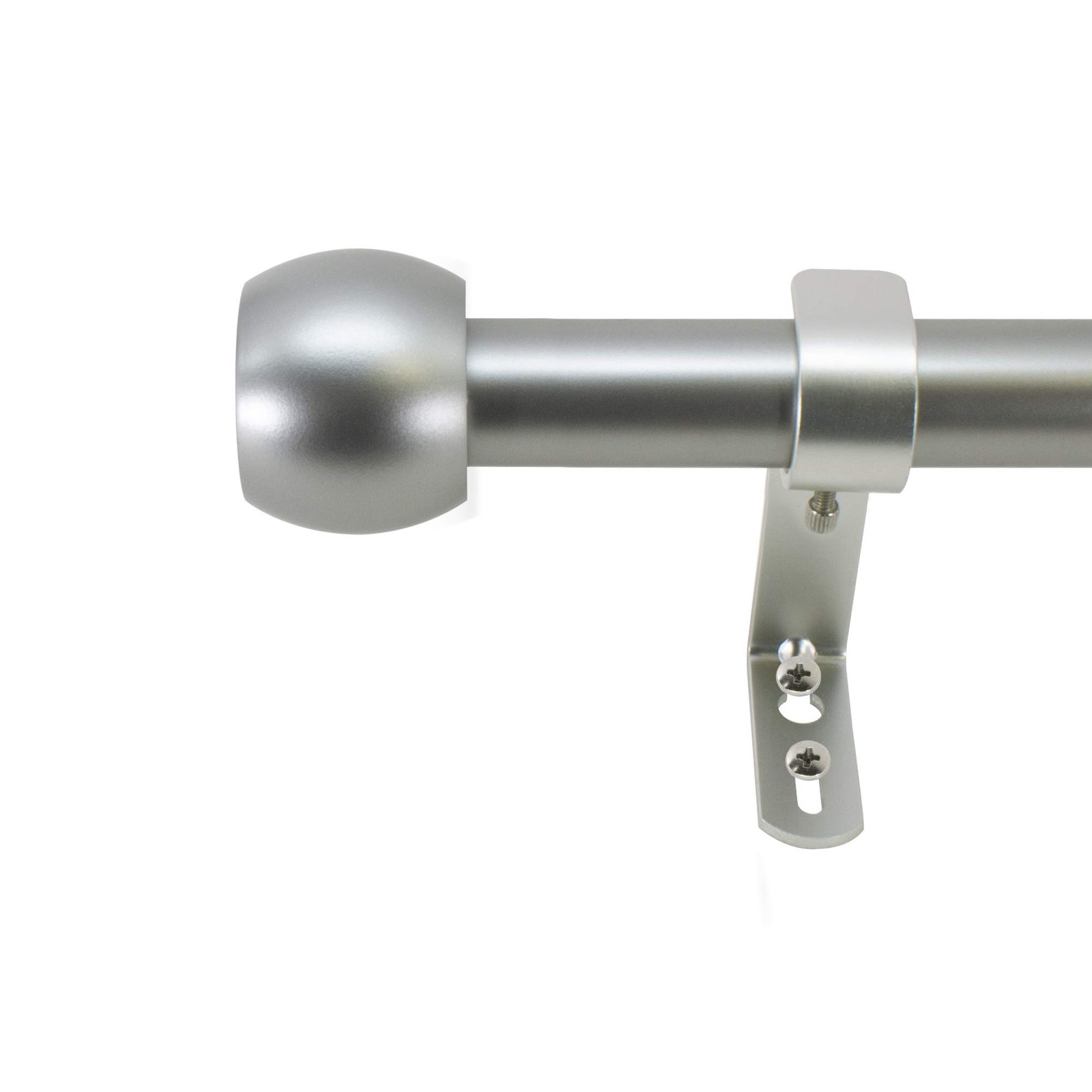 Knob Curtain Rod Set 36-72 Inches Silver Window Hardware Adjustable