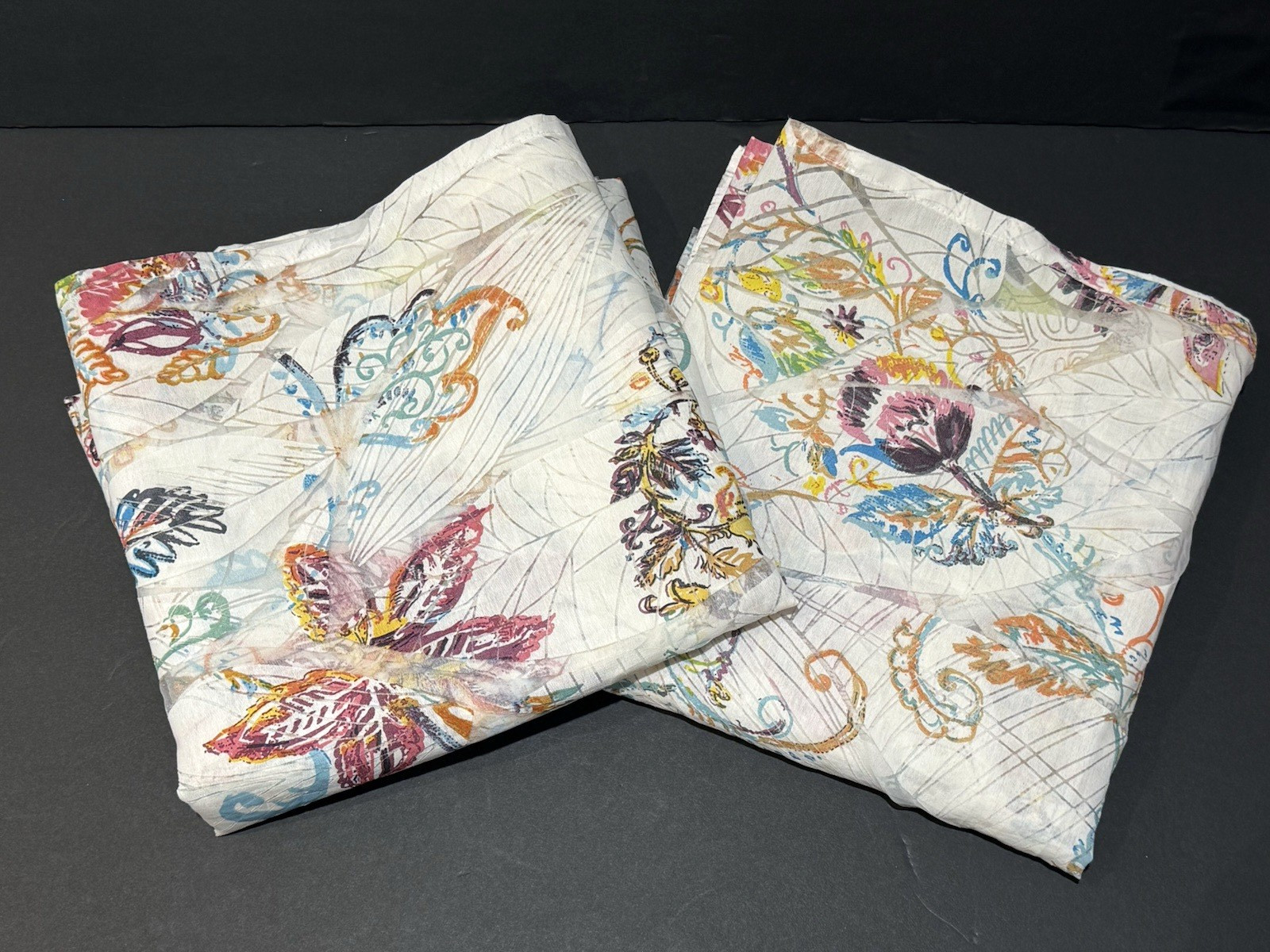 Set of 2 World Market “Floral Burnout” Drape Panel 44 X 84