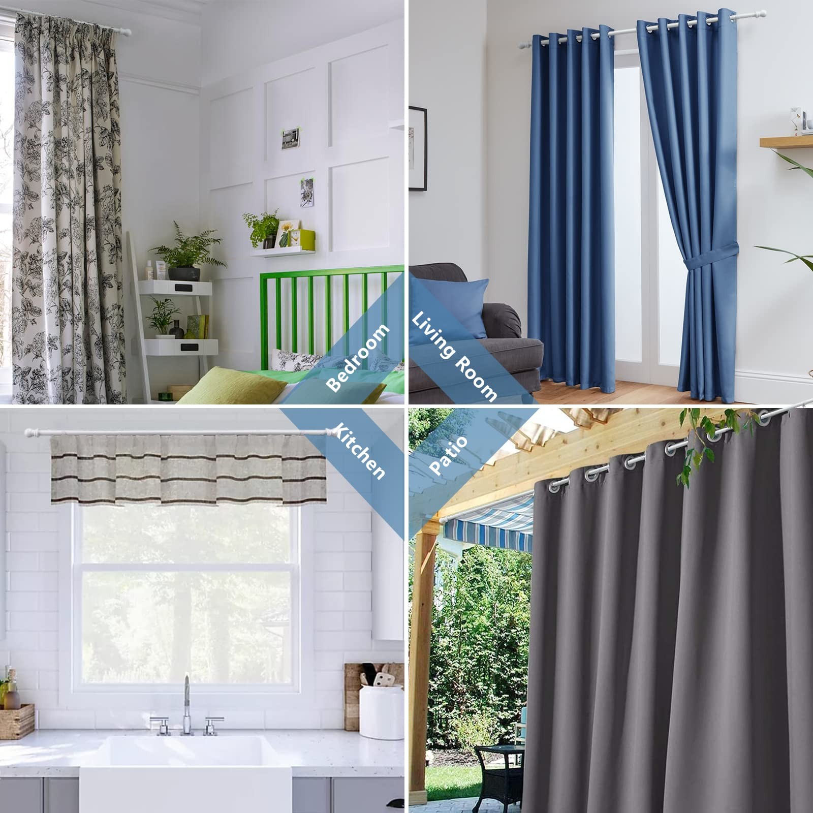 Curtain Rods for Windows 66 to 144” – 1 Inch Heavy Duty Curtain Rod Set,Adjus…