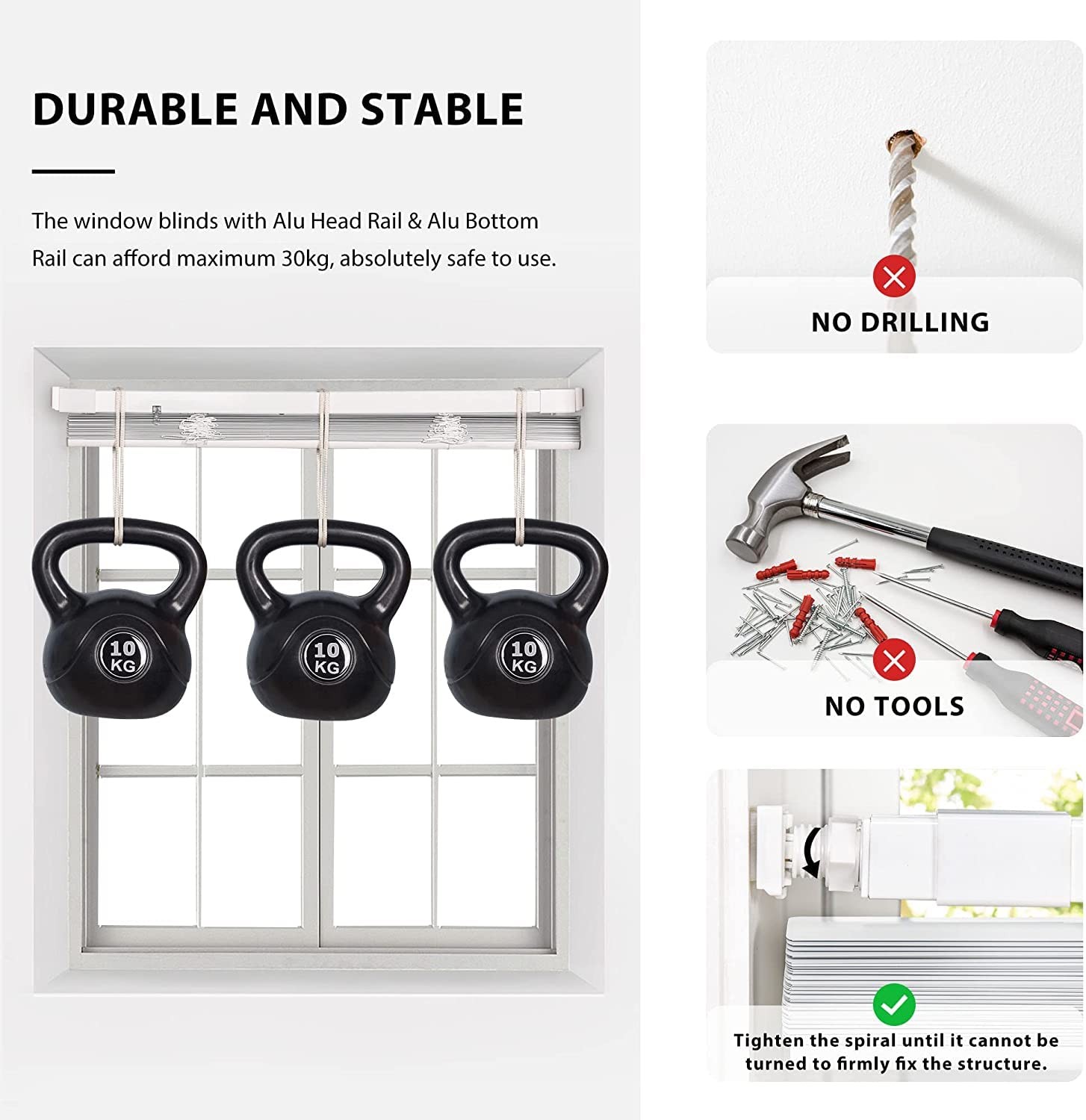 Lazblinds No Tools-No Drill 1 Aluminum Mini Blinds Cordless Blinds For Indoor
