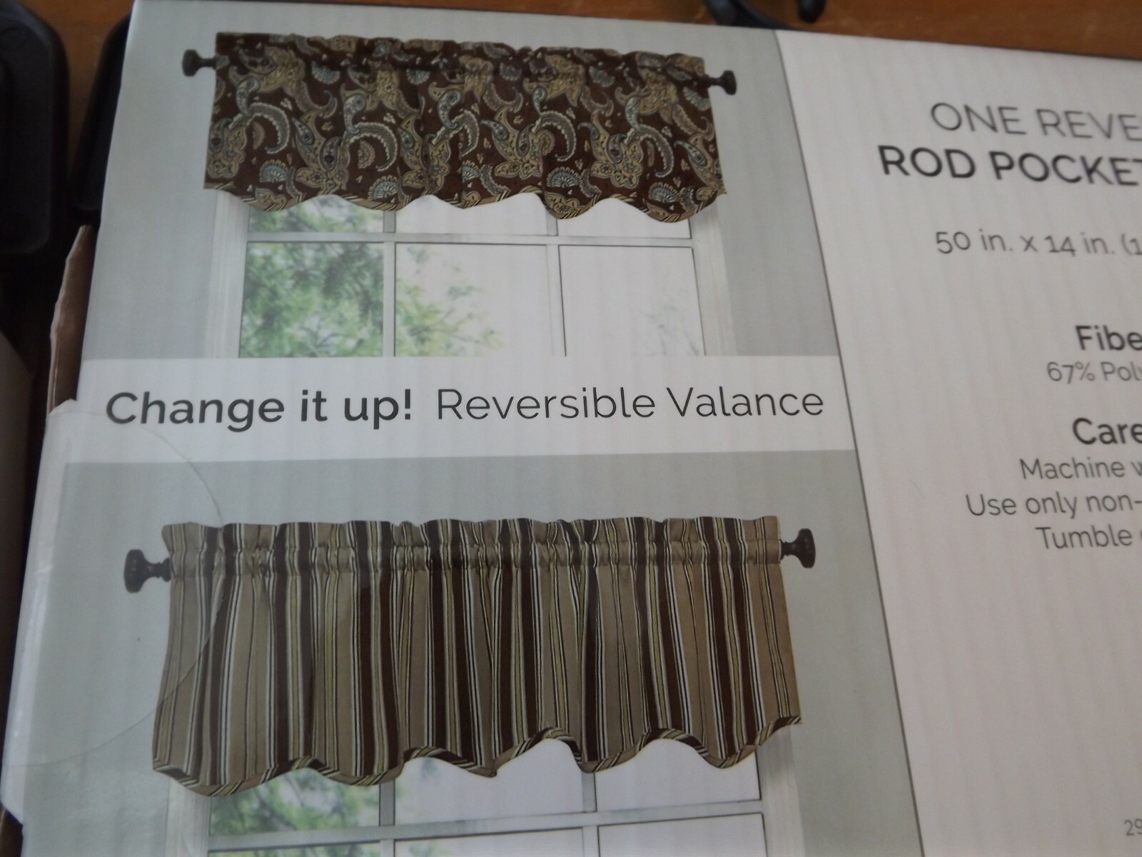 NEW reversible VALANCE bY DREXEL Ellery SCALLOPED CHOOSE BURGANDY OR BROWN NIP