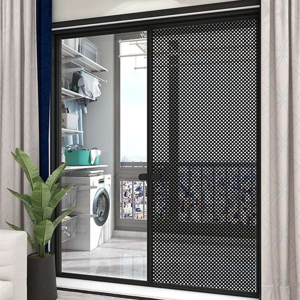 One-Way Perforated Black Vinyl Privacy Window Film Electrostatic Adhesive Gla…