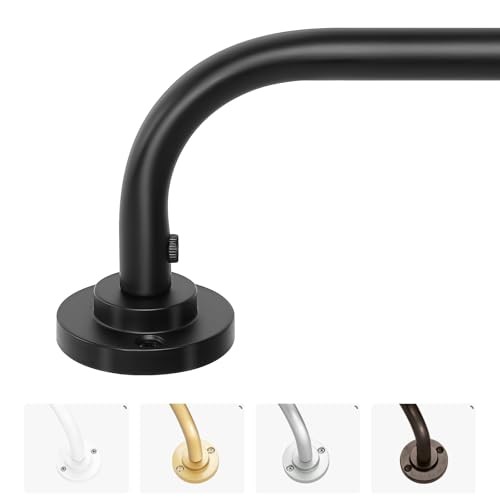 Hei!Dear Curtain Rod, Modern Adjustable 5/8 Inch Wrap 【28-48″】1 pack Black