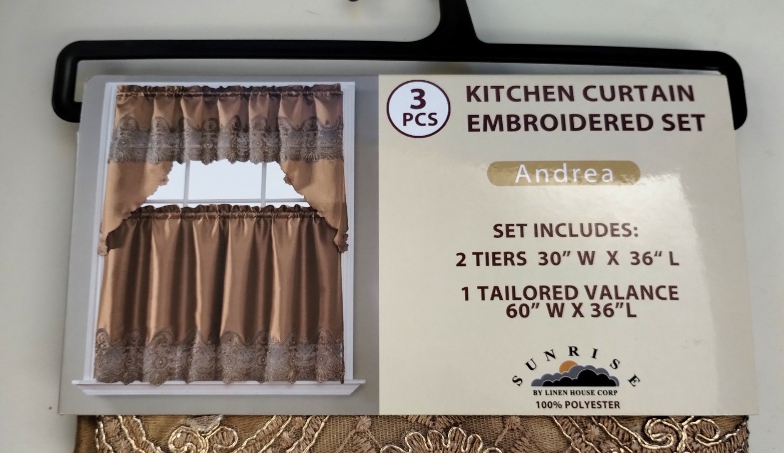 Fancy Kitchen Curtains 3 pcs. Fancy Embroidered