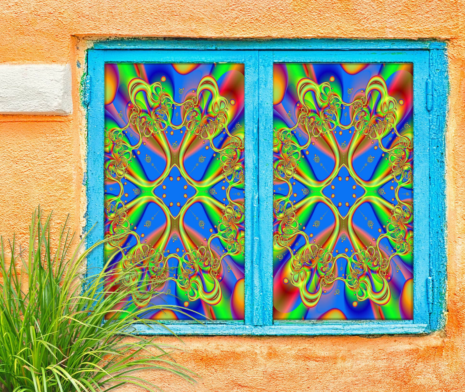 3D Green Circle ZHUA143 Window Film Print Sticker Cling Stained Glass UV Zoe