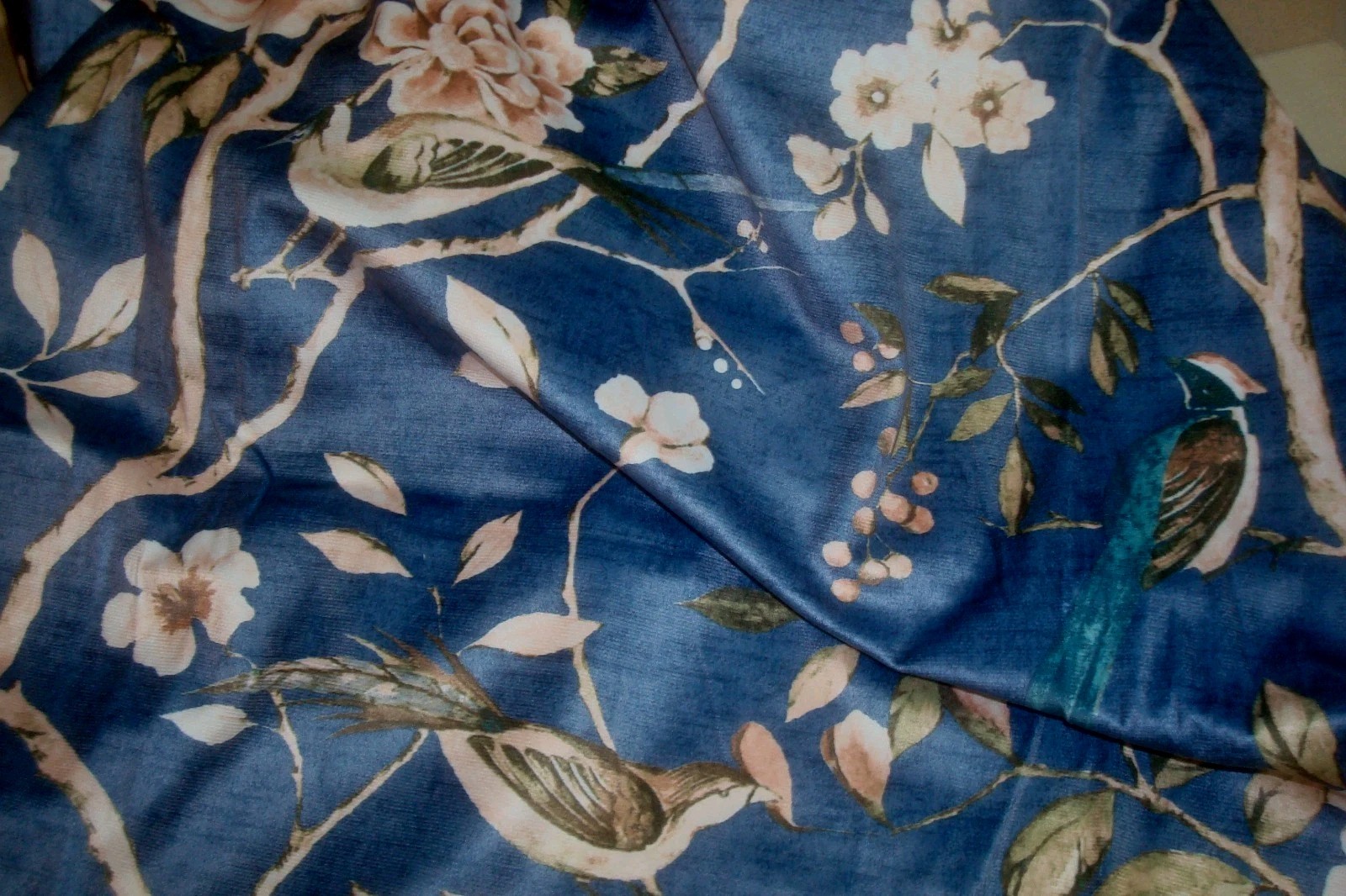 NWT Aimee Maison 2 pc Window Panel Curtains Mocking Jay Birds Blue 84″ lg