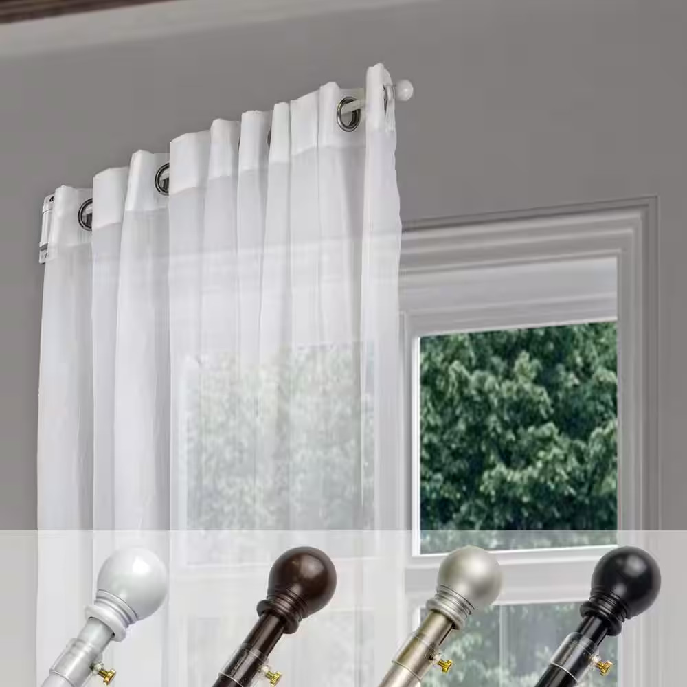 EMOH 17″-26″ Adjustable Swing Curtain Rod 5/8″ dia. in Black NEW