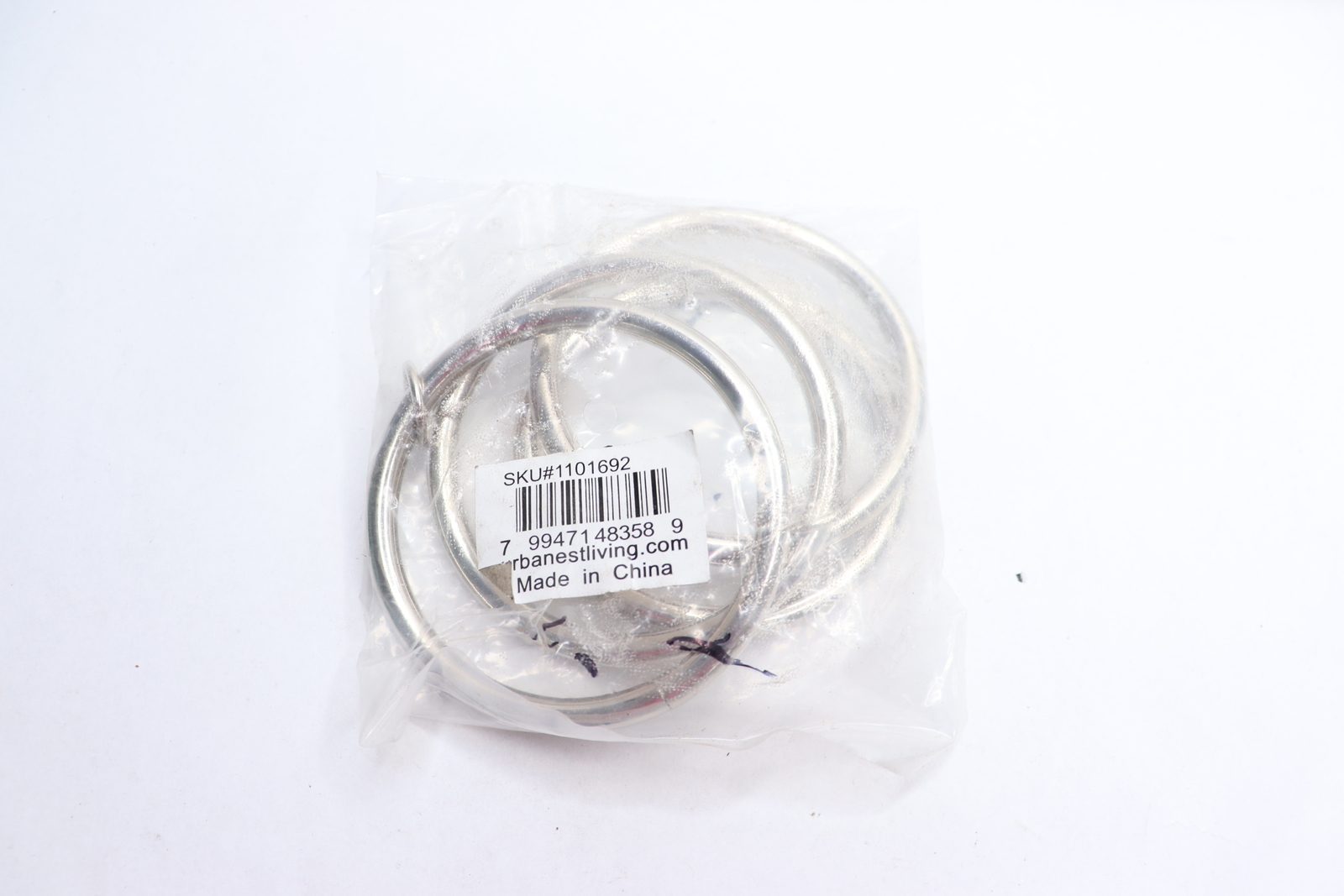 (4-Pk) Urbanest Living Curtain Rings w/ Eyelets Brushed Steel 2-1/2″ 1101692