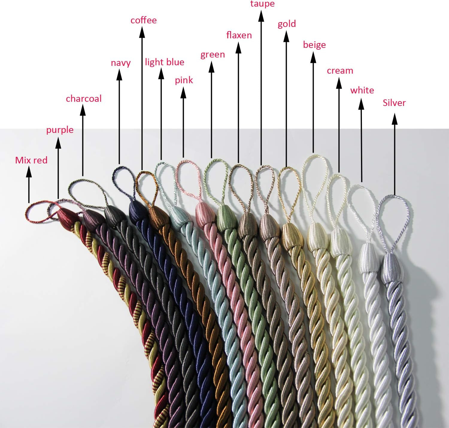 Curtain Ropes Tiebacks Tie-Backs, Curtain Handmade Holdbacks with 2 Metal Screw