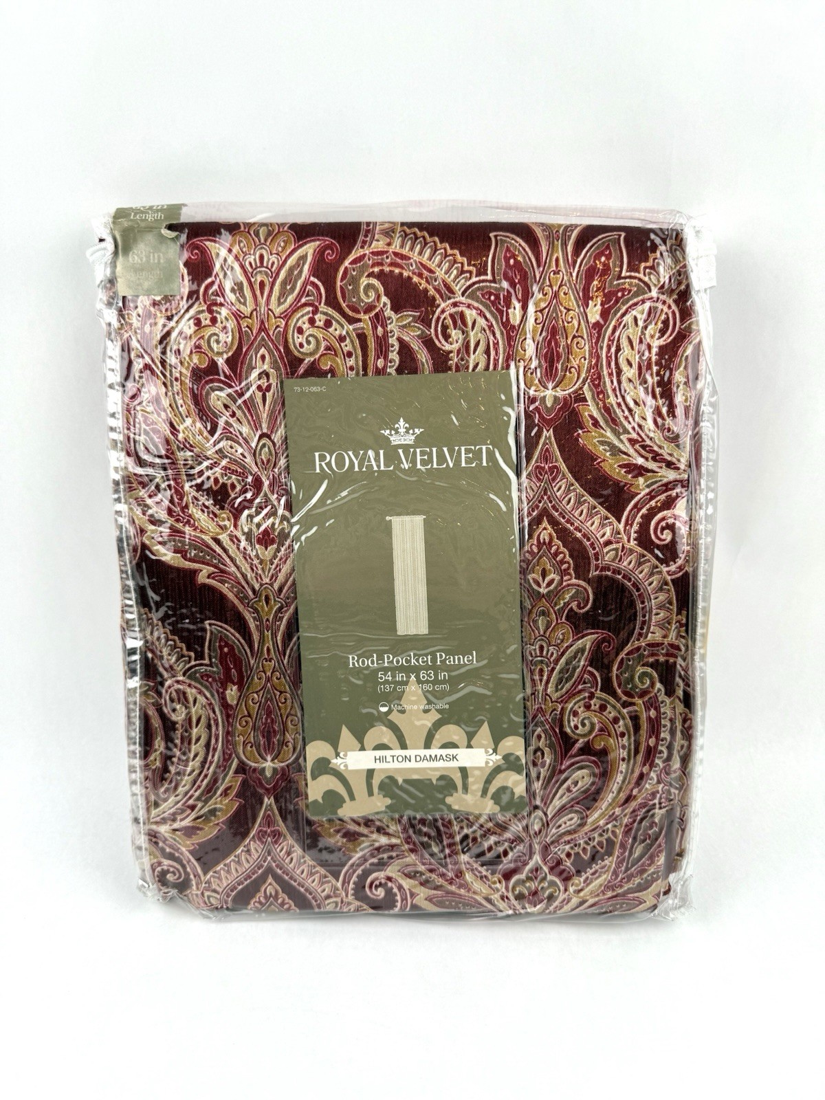 JCP Royal Velvet Hilton Hilton Damask Panel Curtain Majestic Red Multi 54″x63”