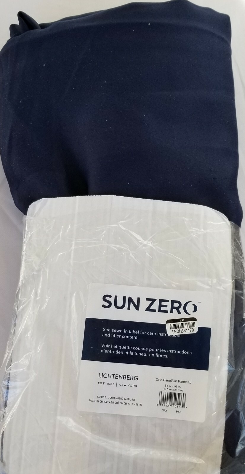 Sun Zero Easton Blackout Energy Curtain Panel 54 x 95 Navy Blue