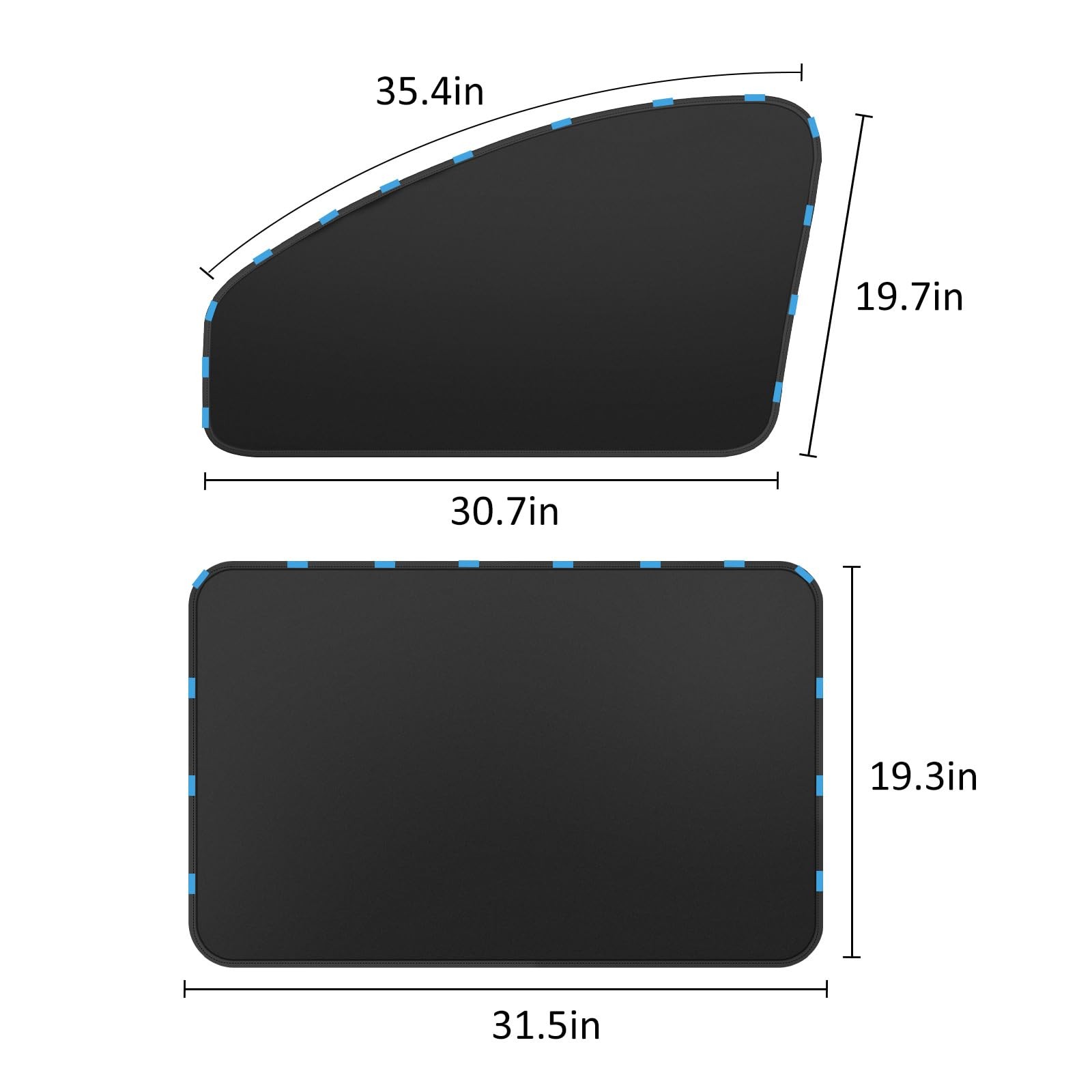 Car Window Sun Shades Curtains – Magnetic Privacy front and back-4pcs, Black