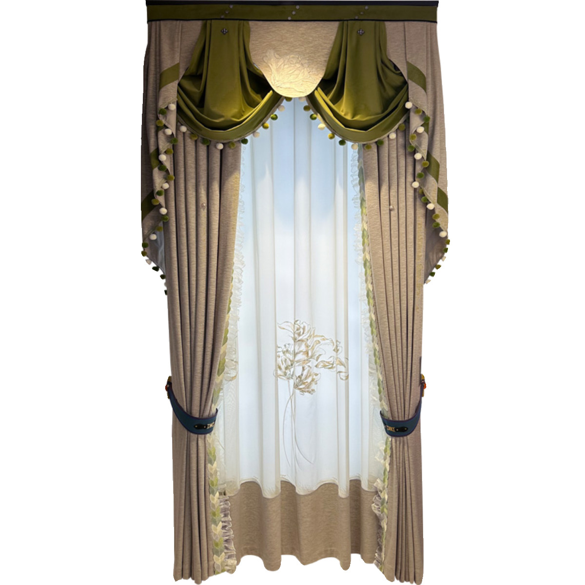 Custom Simplicity window Embroidery cloth lace curtain valance tulle M1705