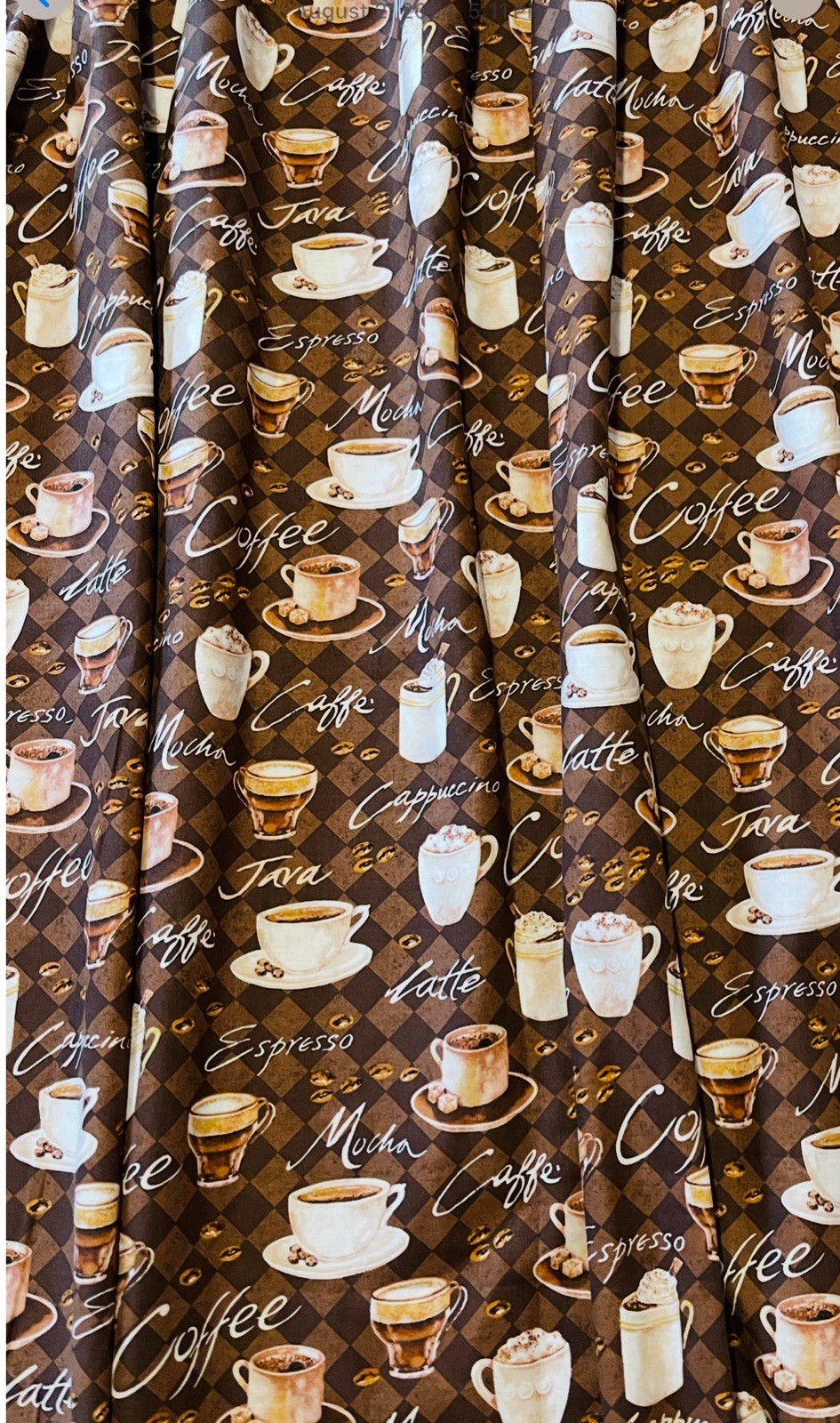 Coffee Shoppe Window Curtain Valance 43″W 14”L, Home Decor, Gift Idea