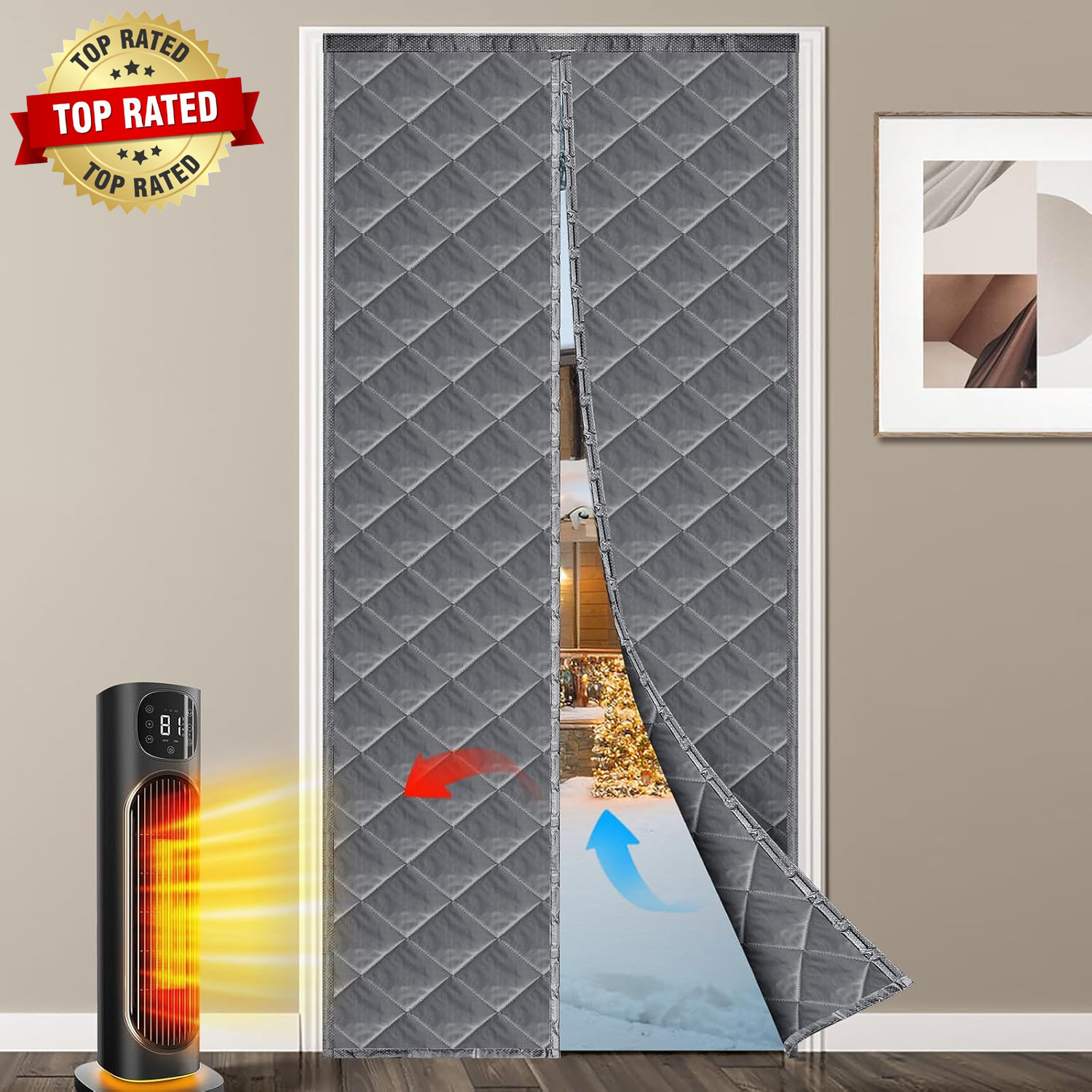 Magnetic Thermal Door Curtain, Insulated Door Curtain, Temporary Door, Door Cove