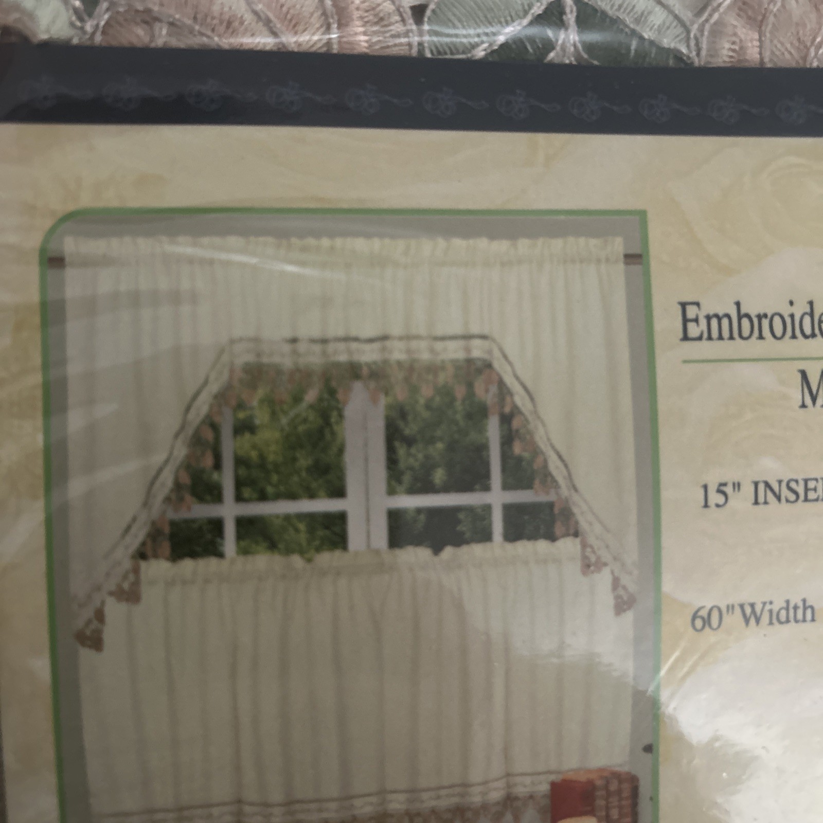 Vintage Home “Mandy” Valance Embroidered Ivory 60 X 15 New in Pack Canjoy Int