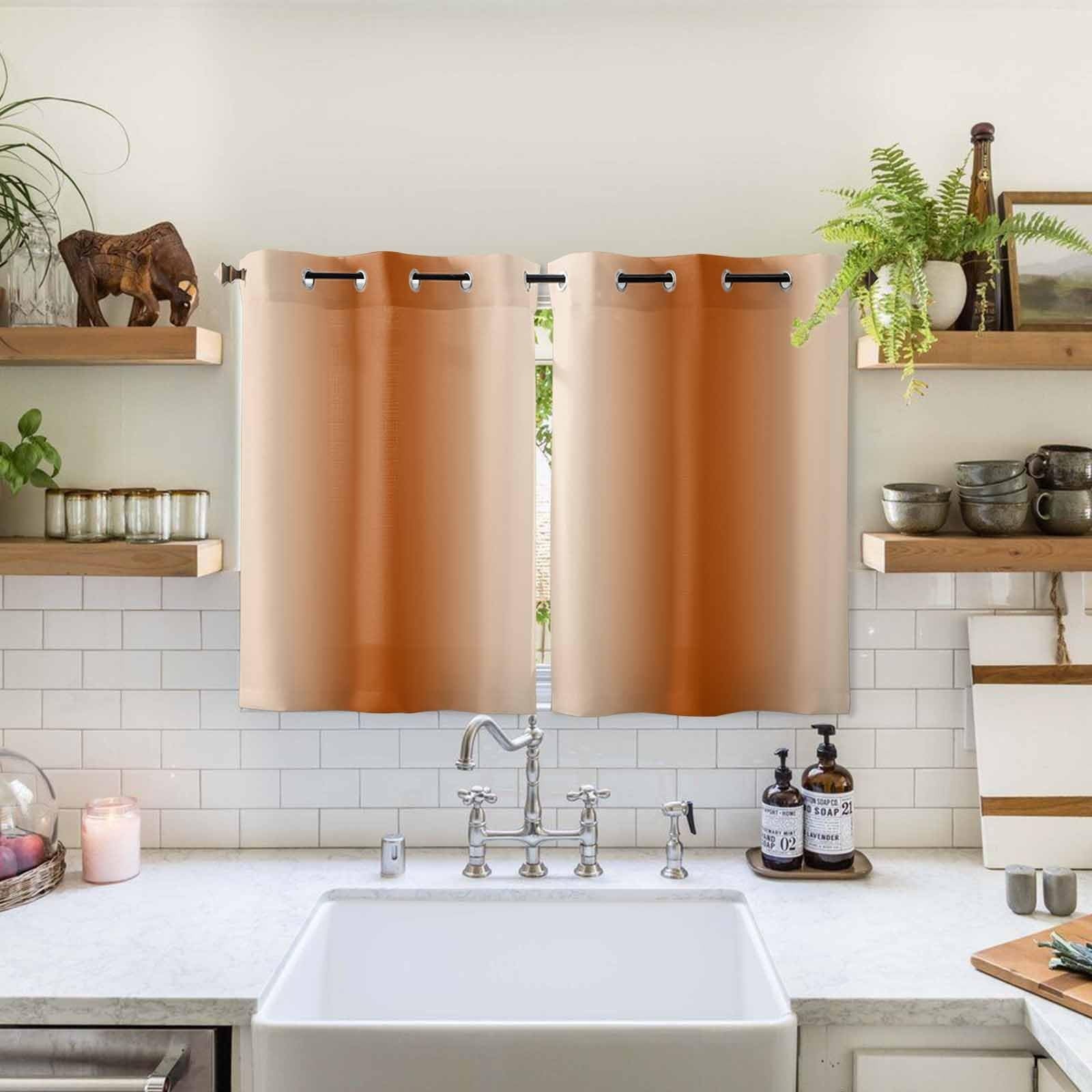 Burnt Orange Ombre Blackout Window Curtains 72 Inch Length 2 Panels Set, Farm…
