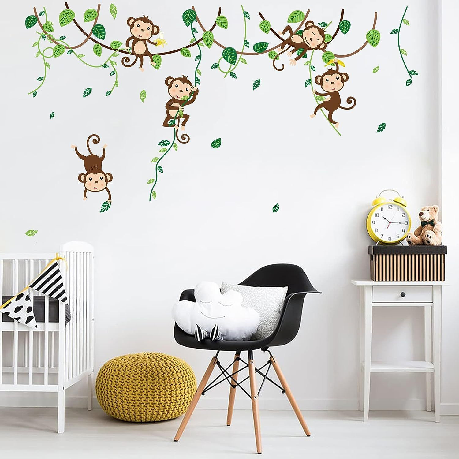 decalmile Monkey Climbing Tree Wall Decals Jungle Animals Stickers A