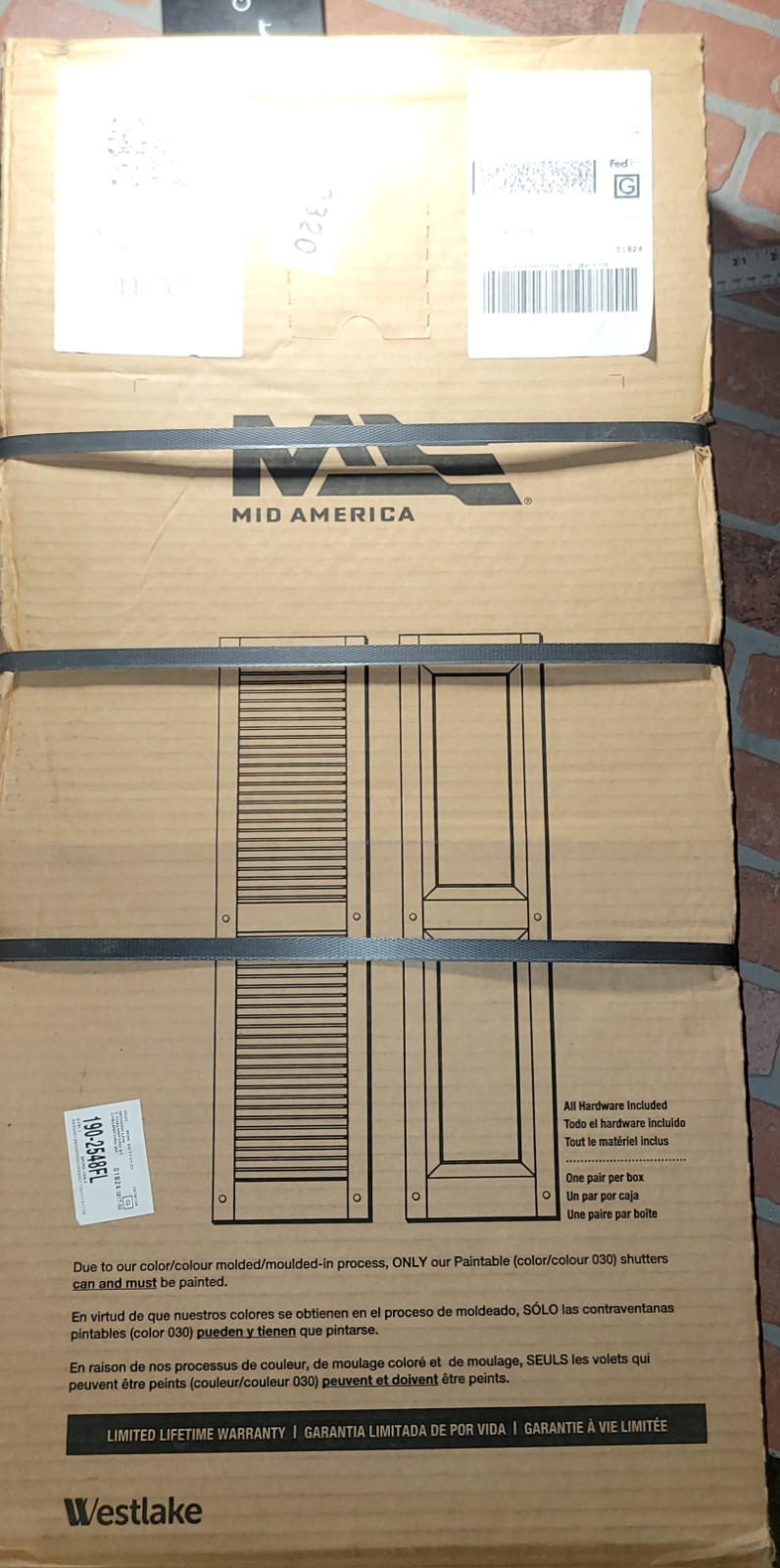 Vinyl Shutters 14.5in. Wide X 27in Long. Mid-America “Brand New” Still In Box.
