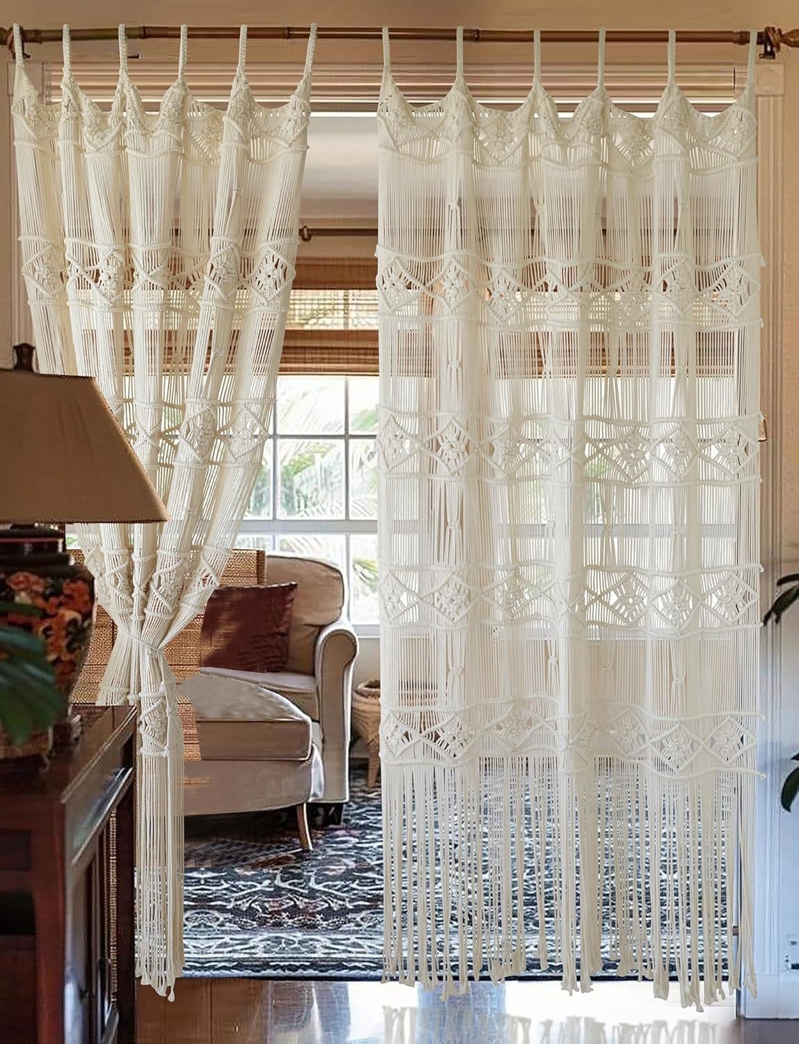 Macrame Curtain Handmade Woven Curtains, Door & Window Drapes,Divider Room Doorw