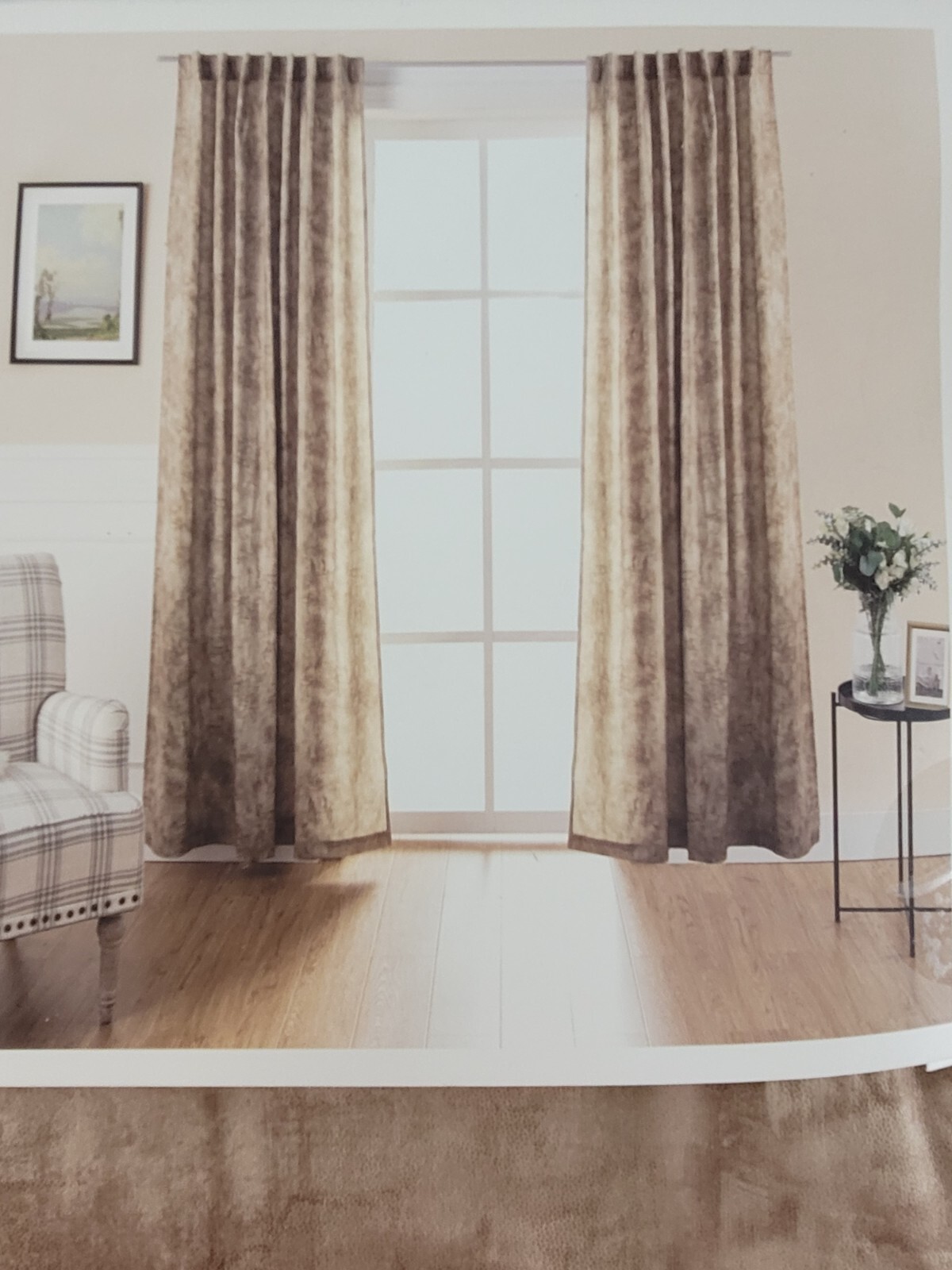 CALLISTO HOME 52 x 96 Scroll Champaign Rod Pocket Curtains SET OF 2 PANELS