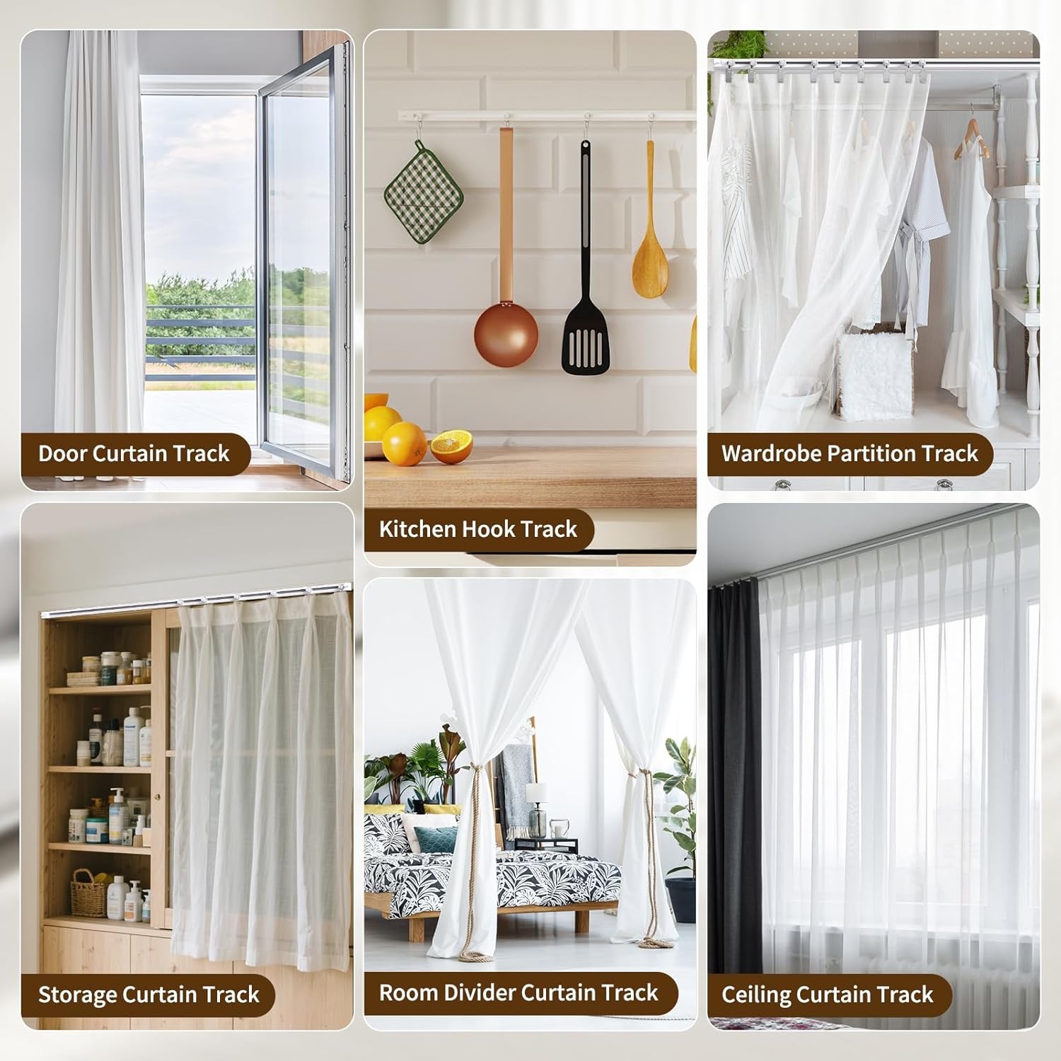 Self Adhesive Ceiling Curtain Track, 3.3 FT Flexible Cuttable No Drill Curtain