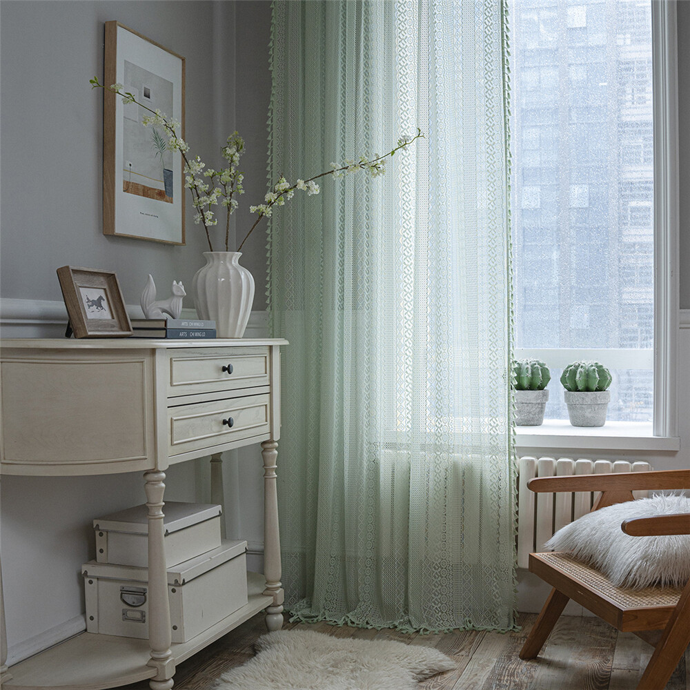 Crochet Transparent Hollowed Out Living Room Balcony Bedroom Window Drape Decor