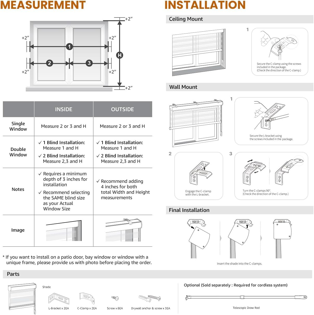 Zebra Roller Blinds – Jacquard Pattern, Light Filtering, 36×64 Inch, Dual Layer
