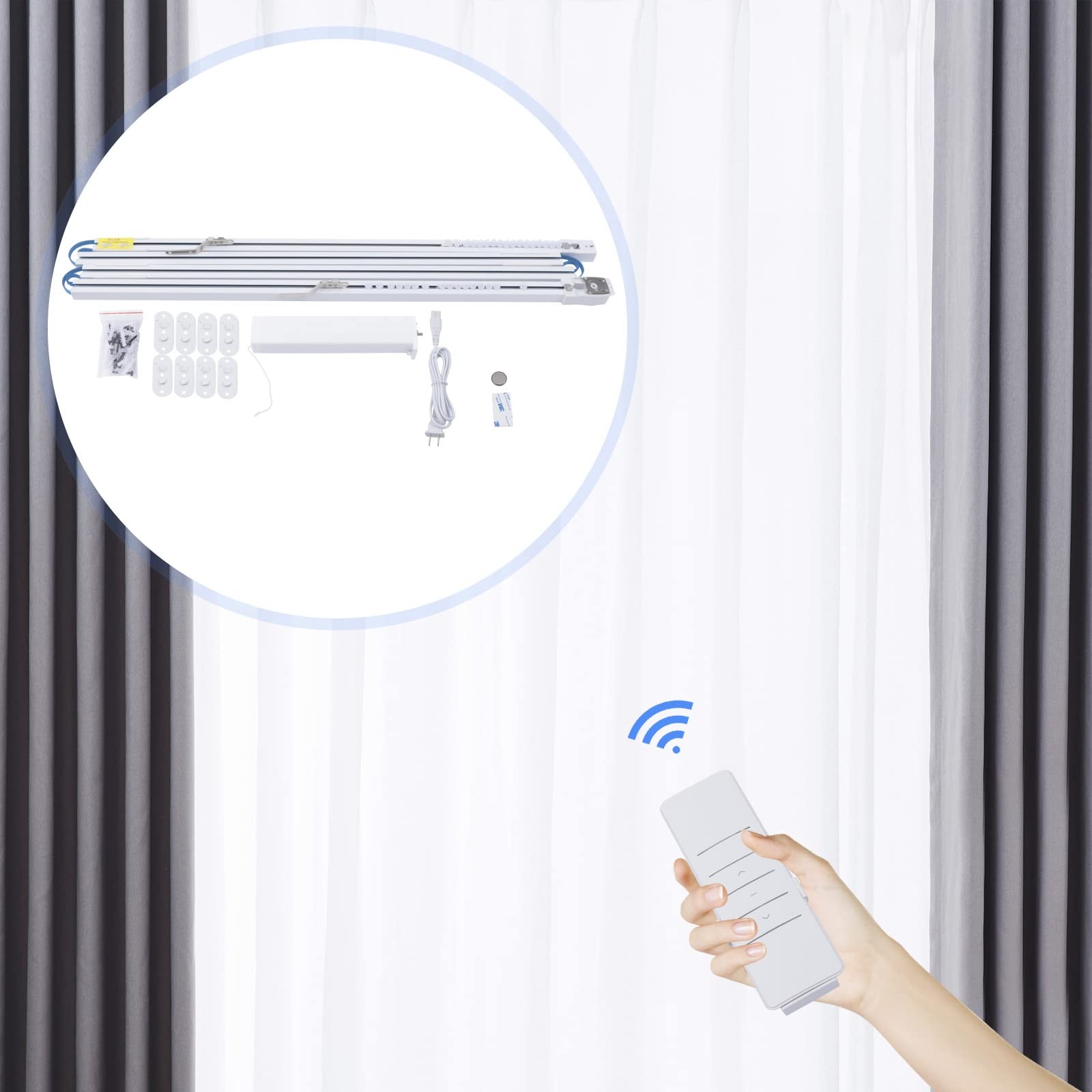 Smart Curtains System 13ft Electric Track Remote Control Automatic
