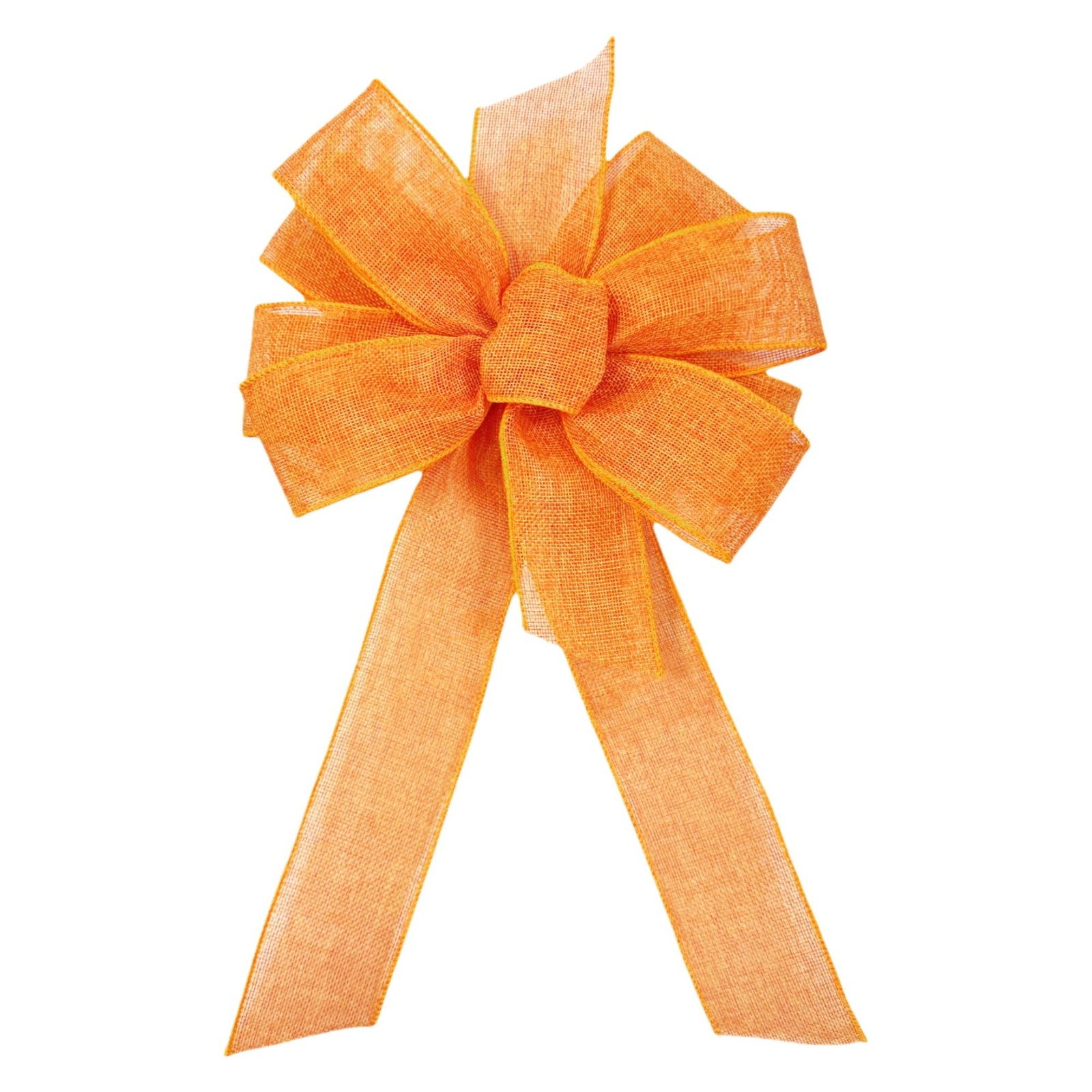 Burlap Ribbon Bow for Wreath Decoration Natural Jute 10 x 20 Inches Orange