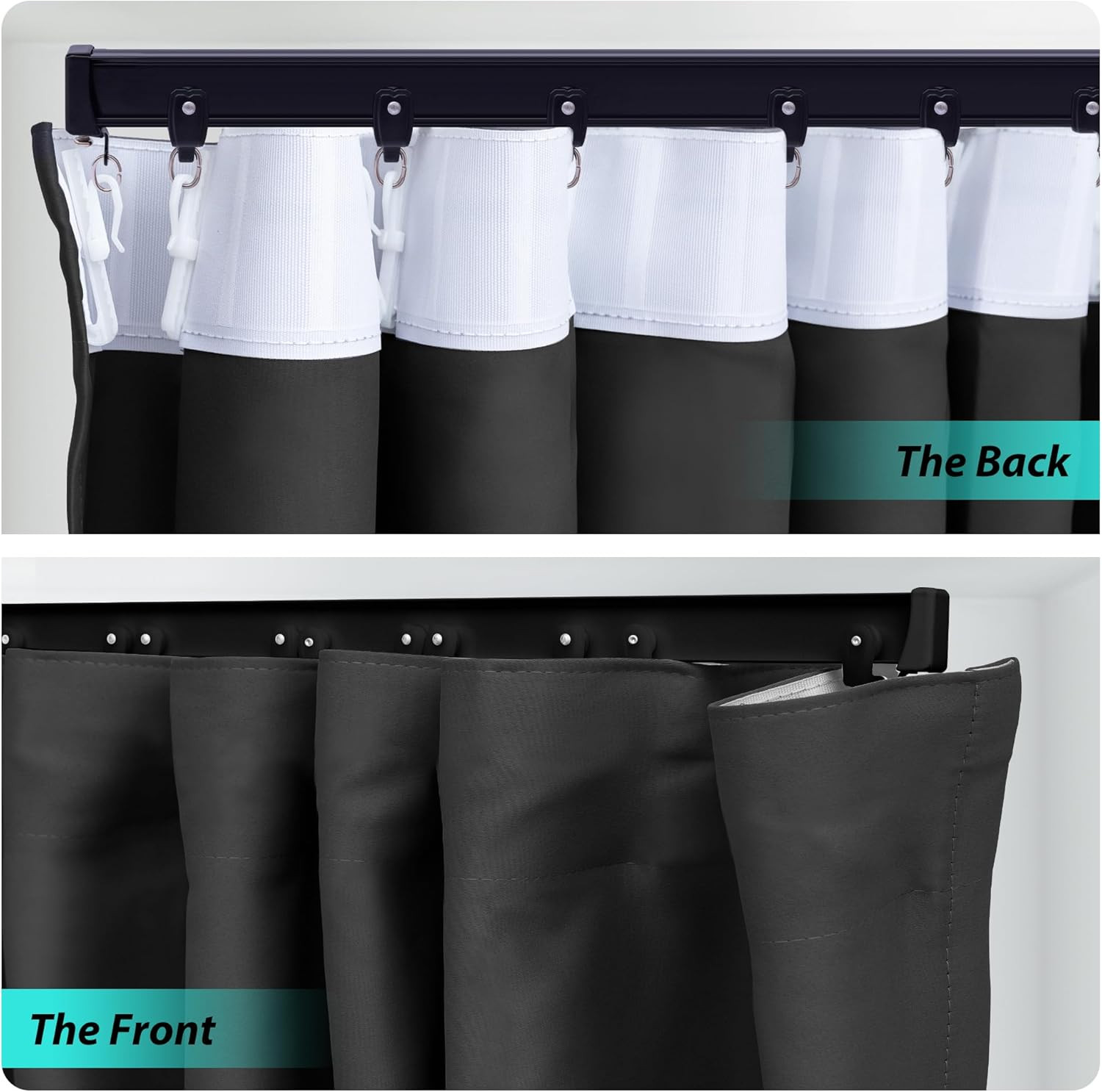 Room Divider Blackout Curtains Flexible Sliding Tracks Sets Ceiling Mounted Rod