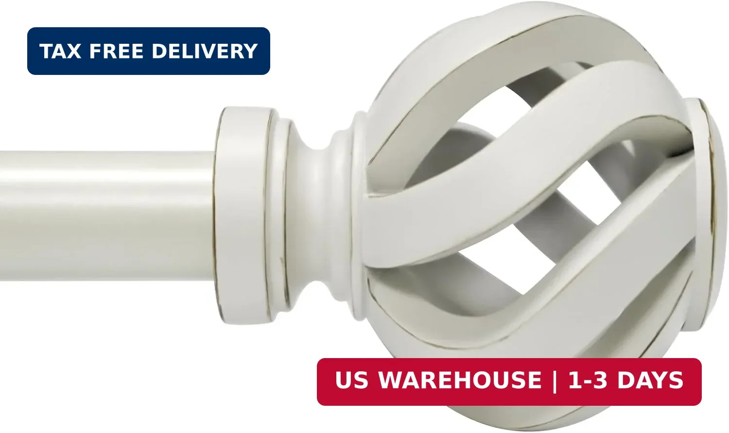 White Curtain Rod for Windows 48 to 84 inches: 1 inch Diameter Heavy-duty Adjust