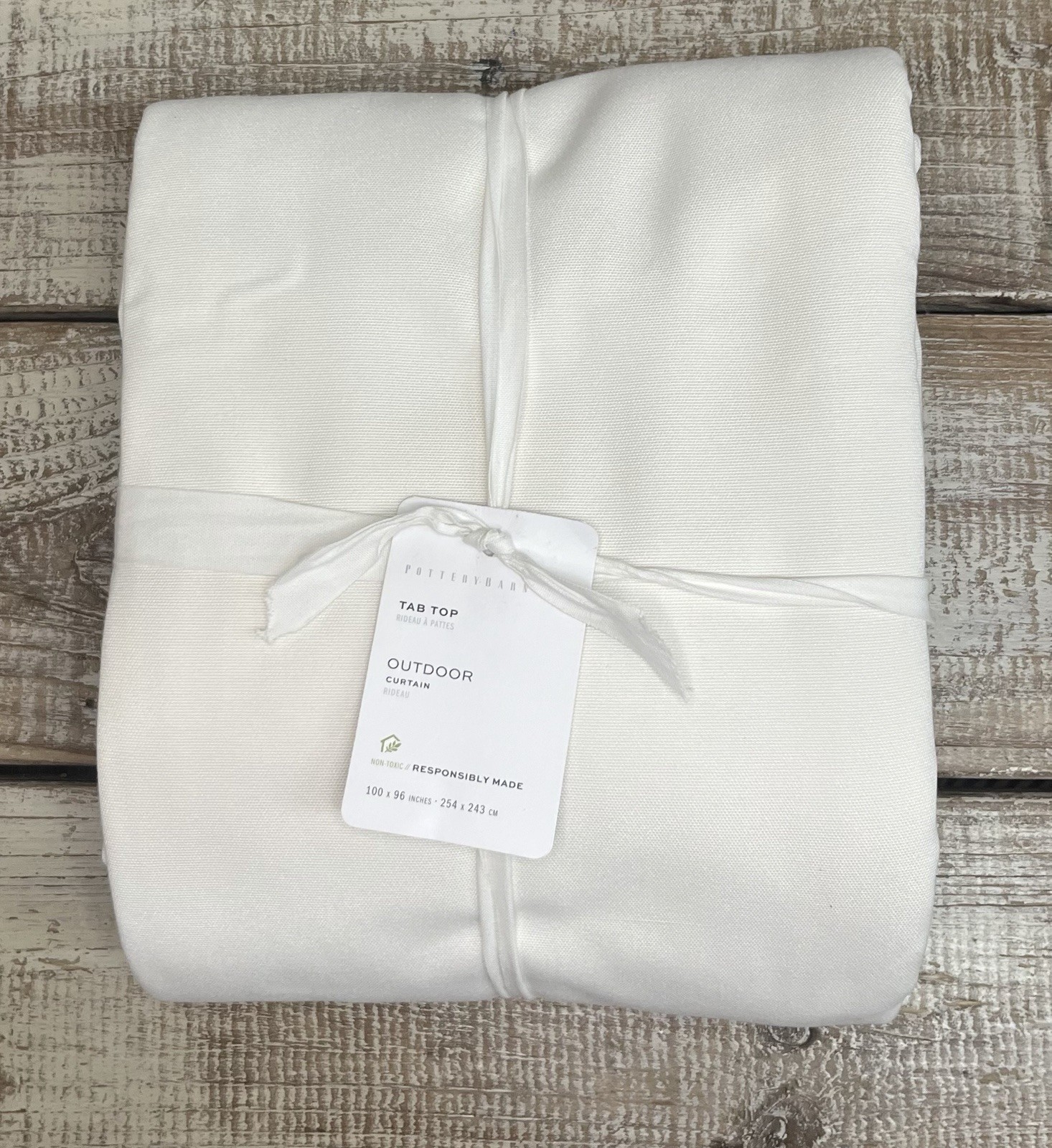 Pottery Barn Outdoor Outdoor Tab Top Curtain, 96″L x 100″W Natural Color NWT